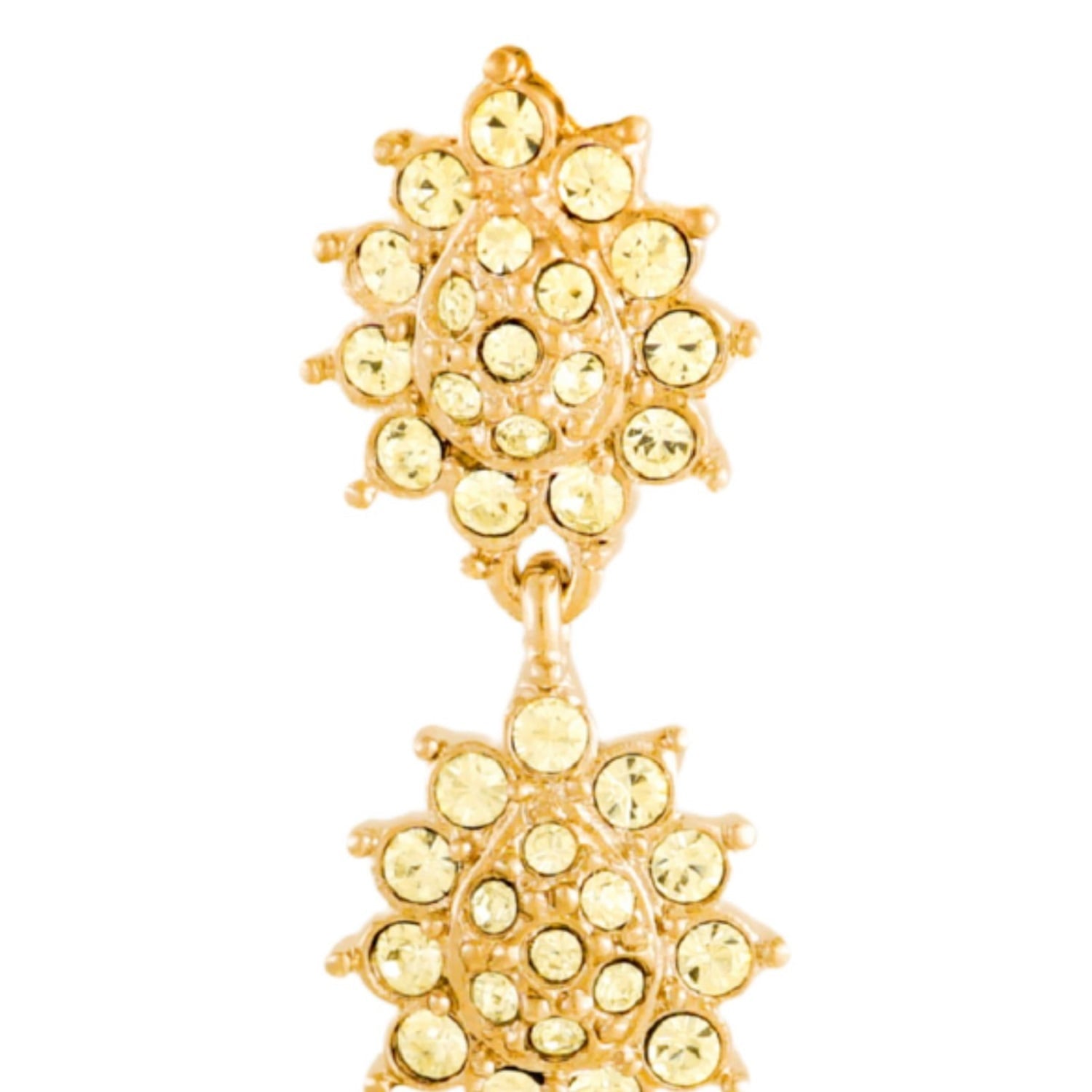 Gold & Jonquil Crystal Flower Statement Drop Earrings, Series Gleam