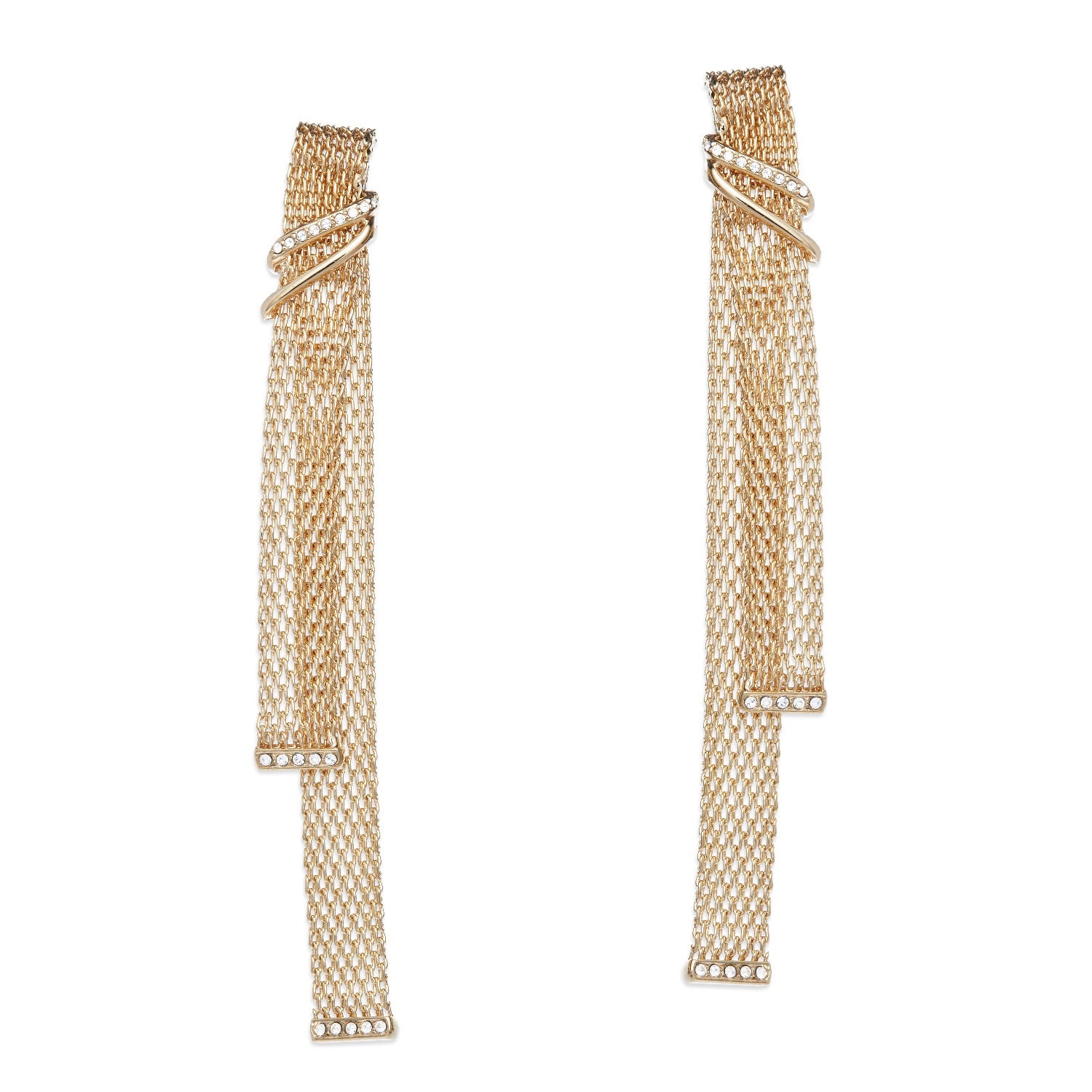 Gold & Crystal Statement Drop Earrings, Series Swing