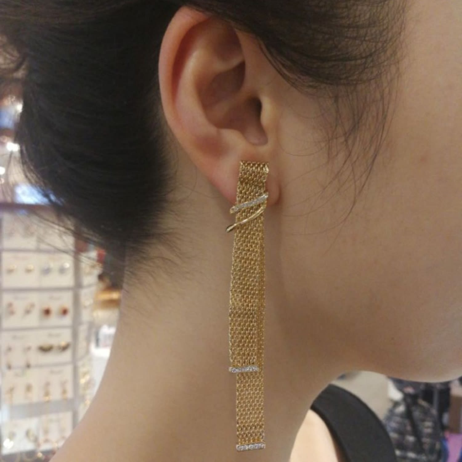 Gold & Crystal Statement Drop Earrings, Series Swing