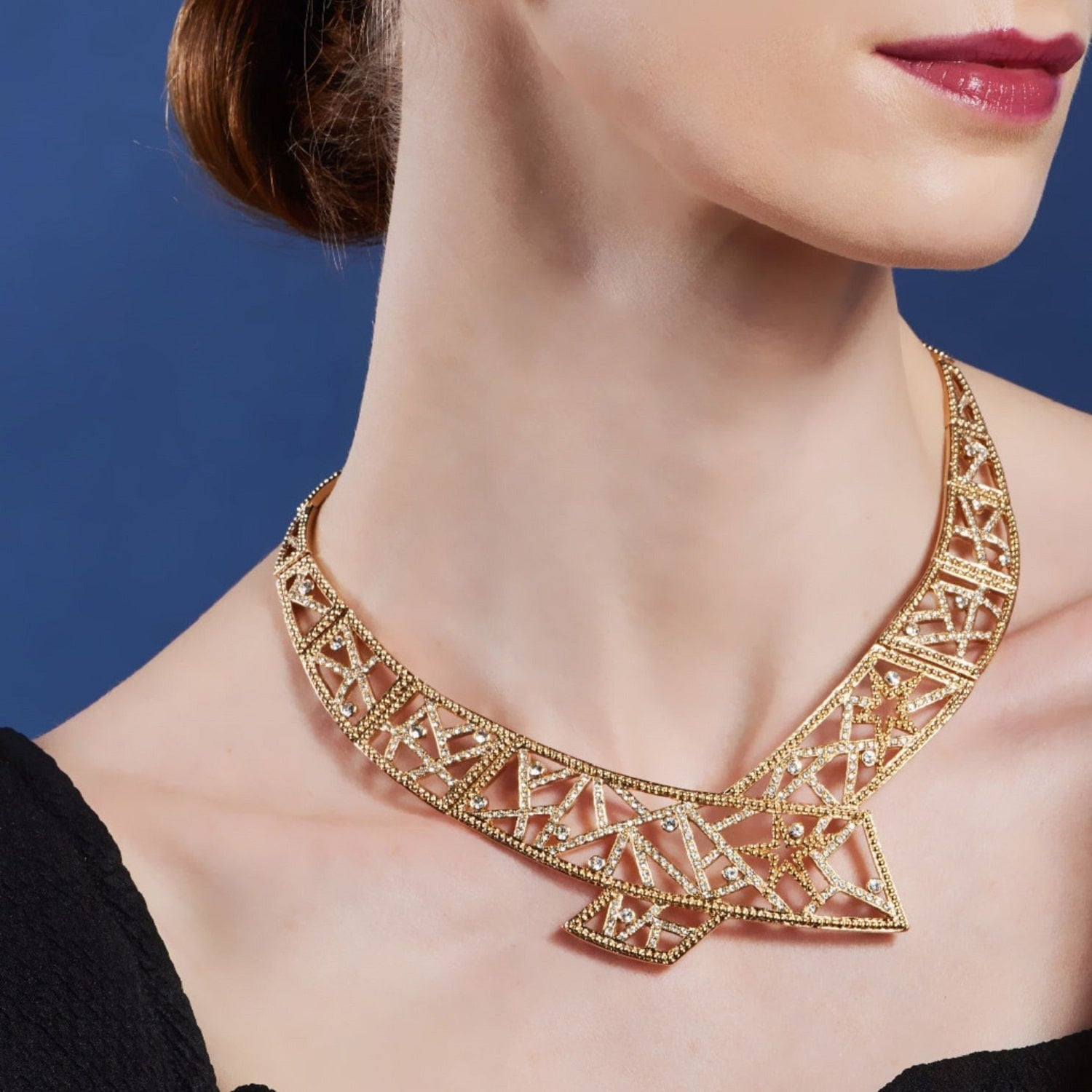 Gold & Crystal Statement Necklace, Series Star Flare