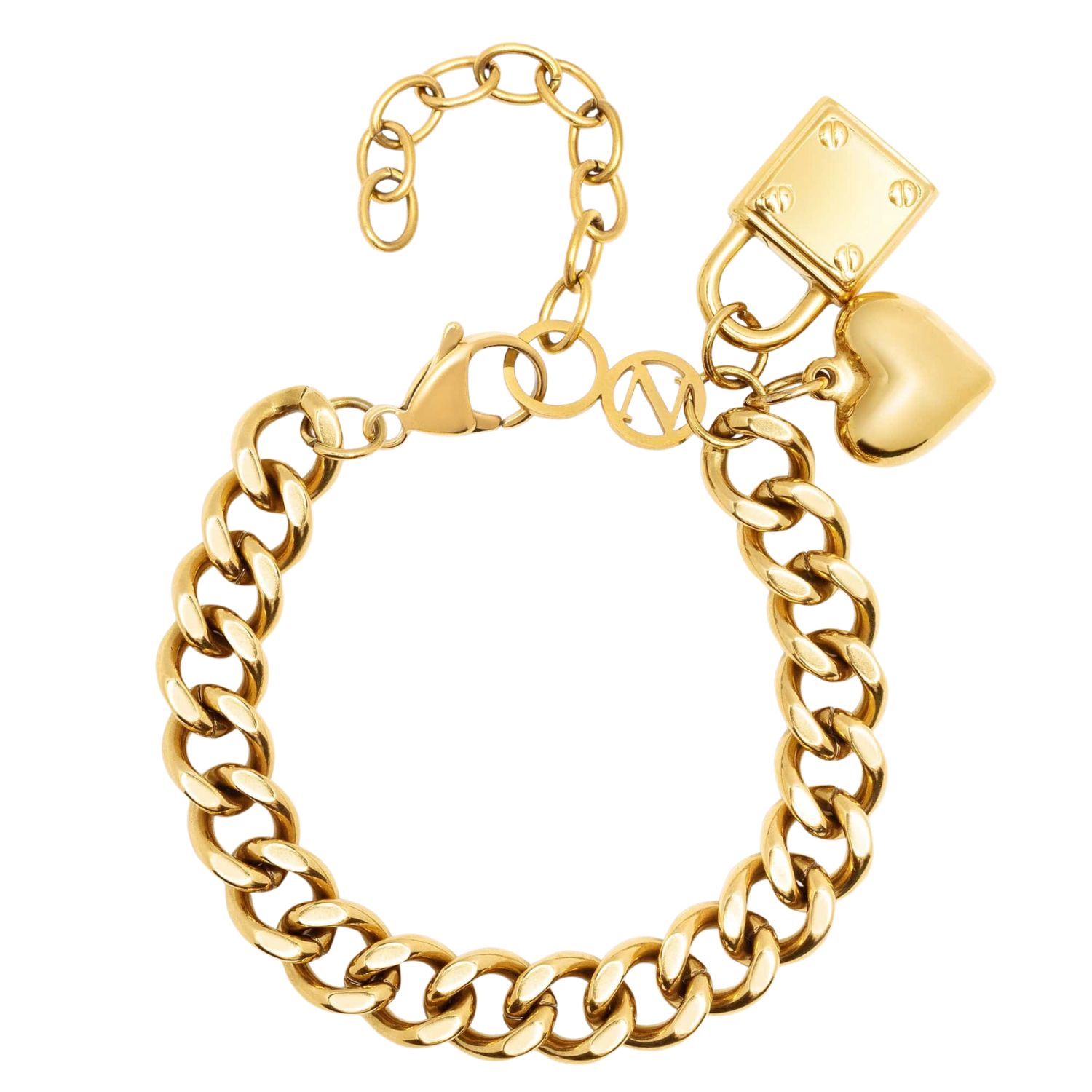 Gold Cuban Charm Bracelet