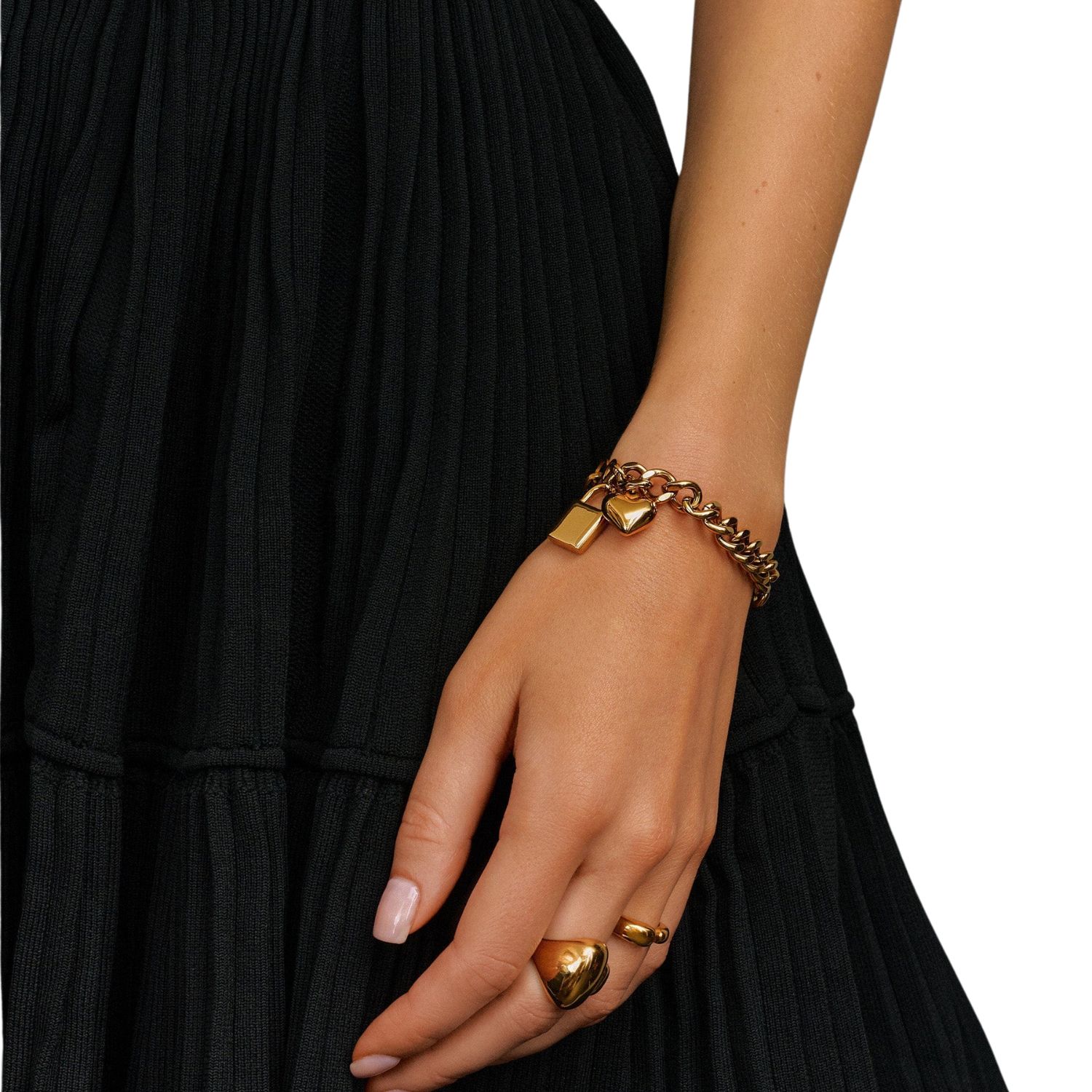 Gold Cuban Charm Bracelet