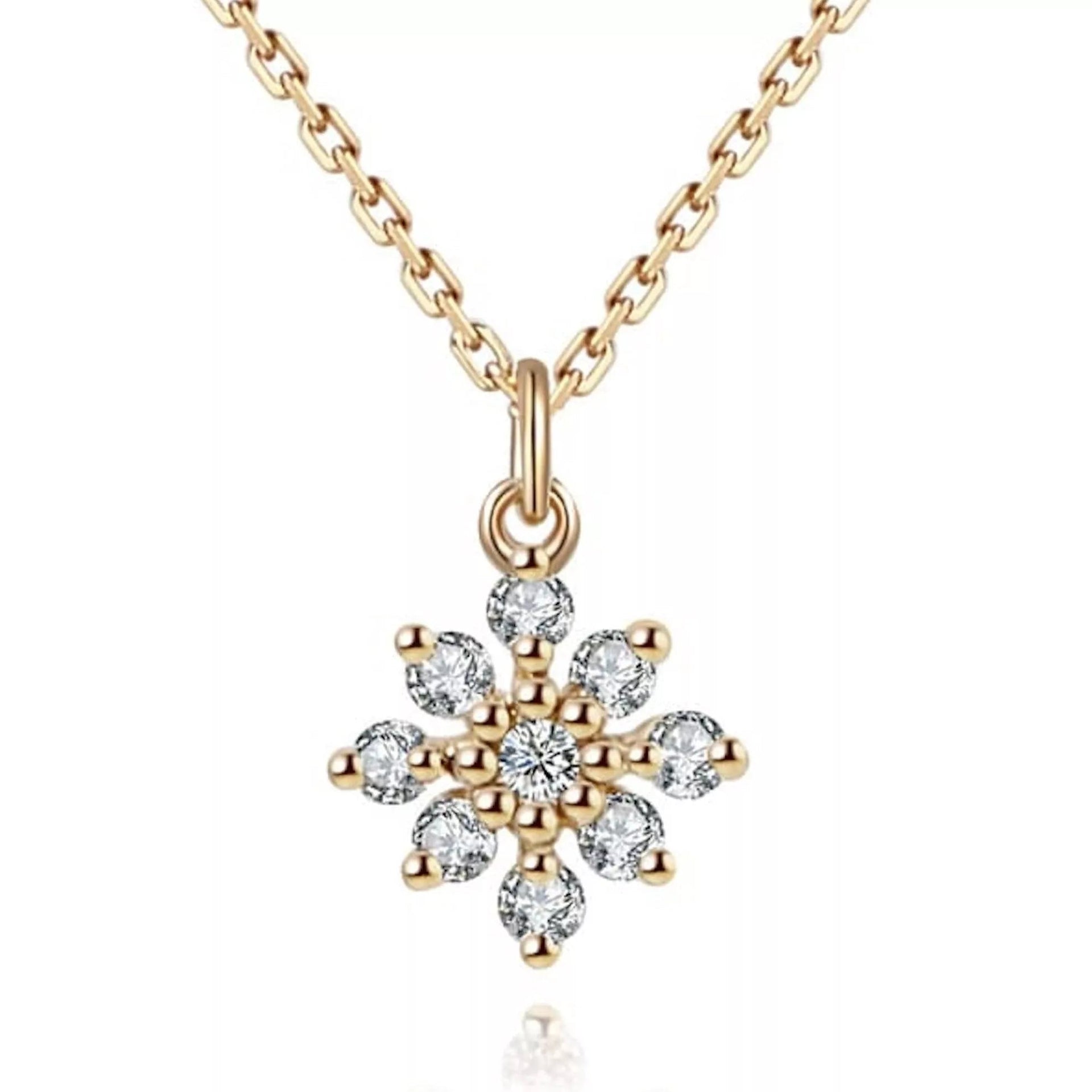 Gold Dainty Flower Floral Necklace