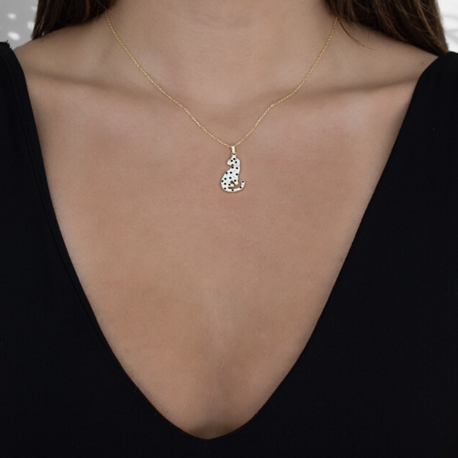 Gold Dalmatian Dog Necklace -Gold