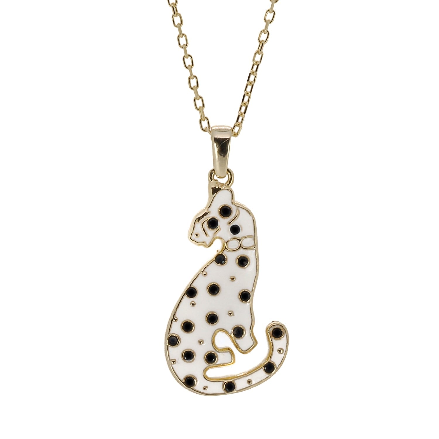 Gold Dalmatian Dog Necklace -Gold