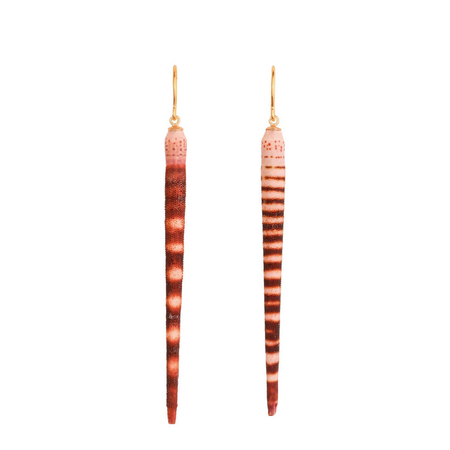 Gold Dangle Sea Urchin Spine Earrings Sea Jewelry Summer Fine Ear Chains