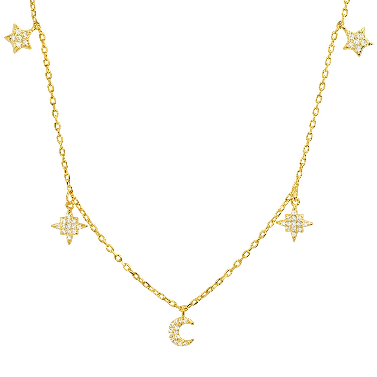 Gold Dangling Celestial Charm Necklace