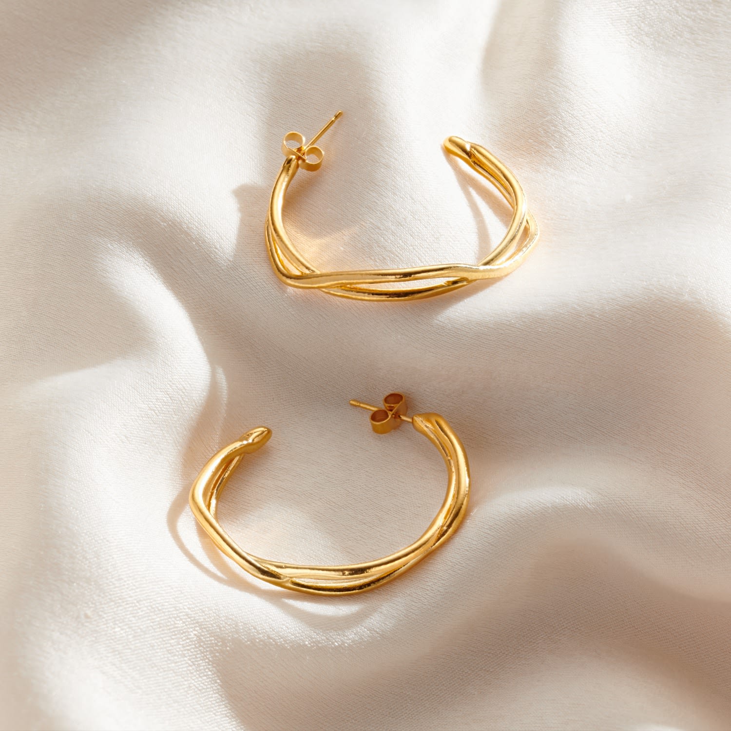 Gold Delta Open Hoop Earrings