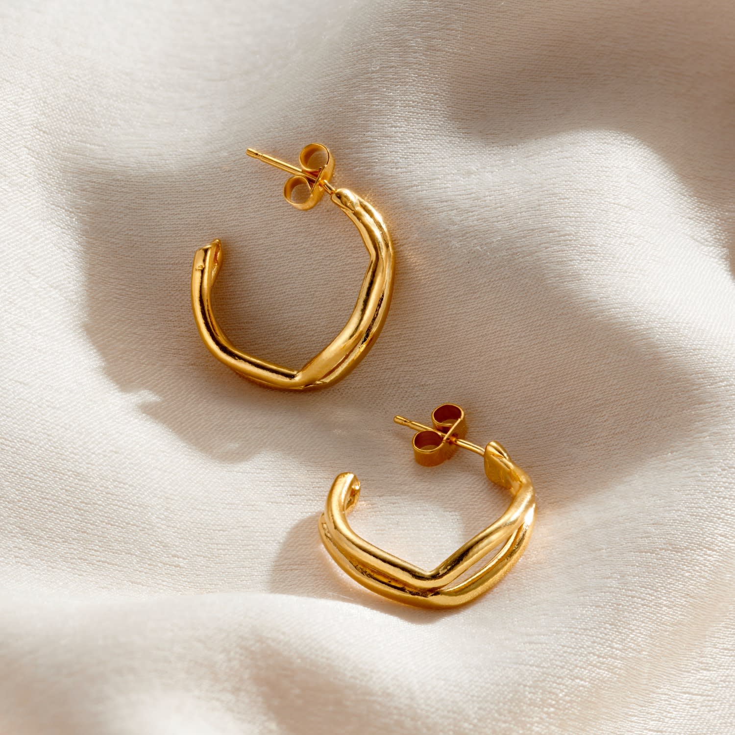 Delta Gold Plated Open Hoop Earrings