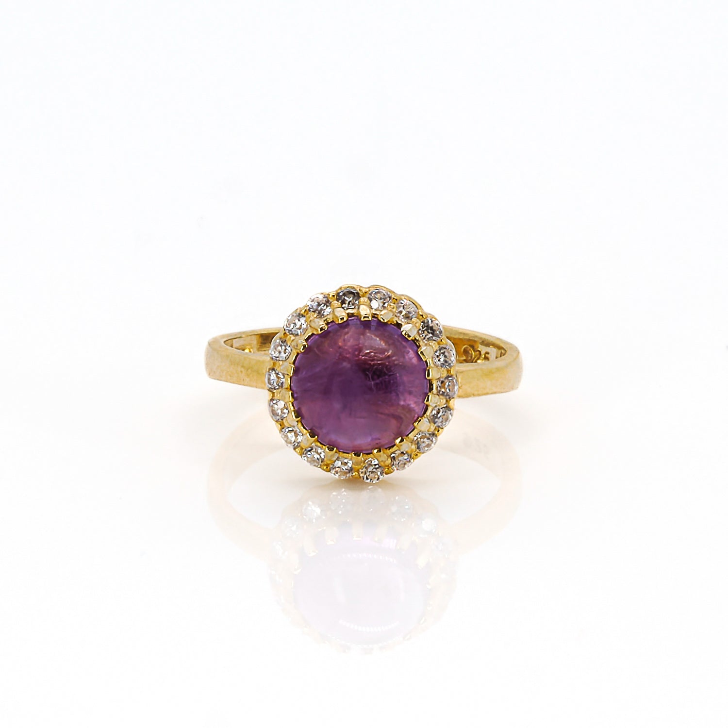 Gold & Diamond Amethyst Gemstone Ring - Purple
