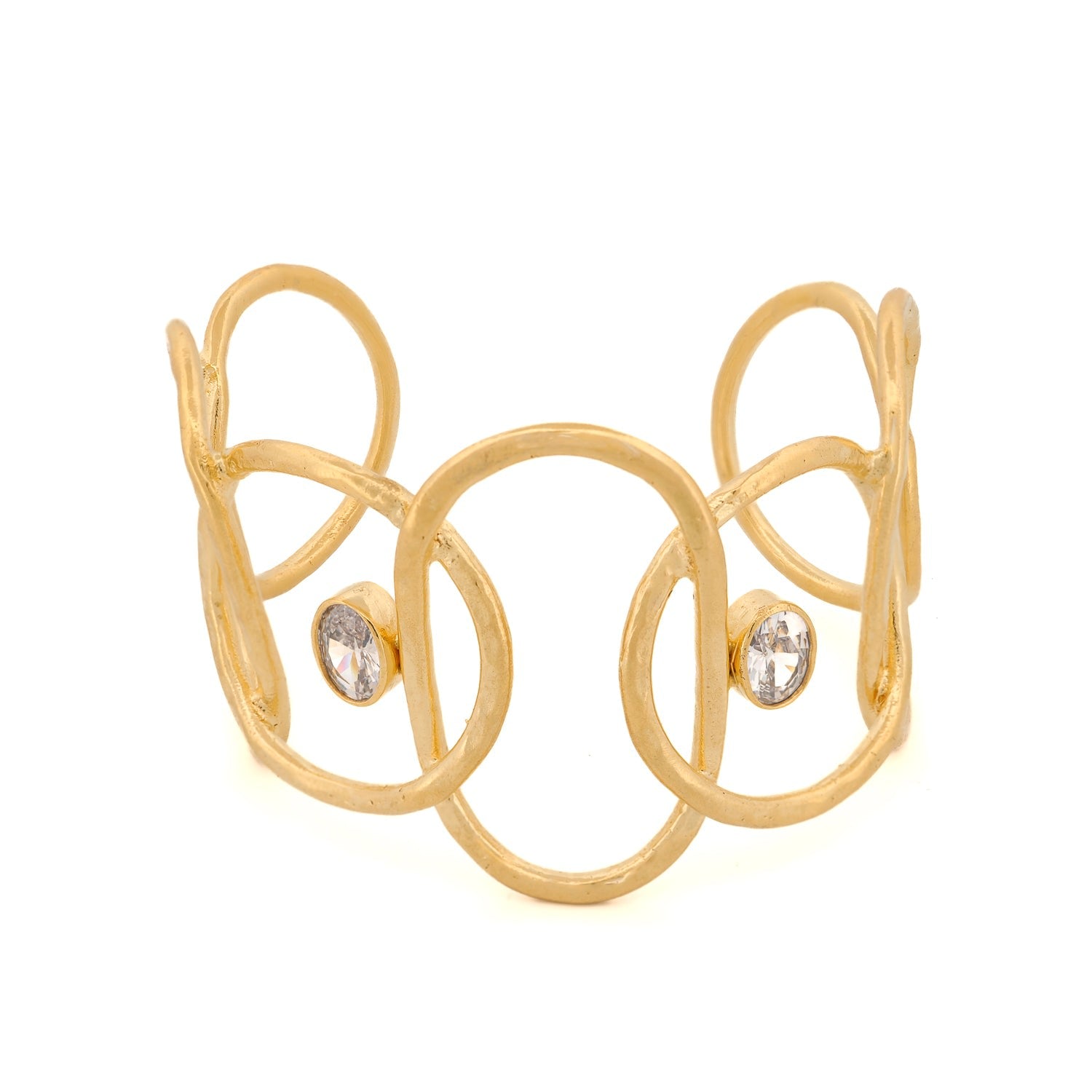 Gold & Diamond Chunky Cuff Bracelet - Gold