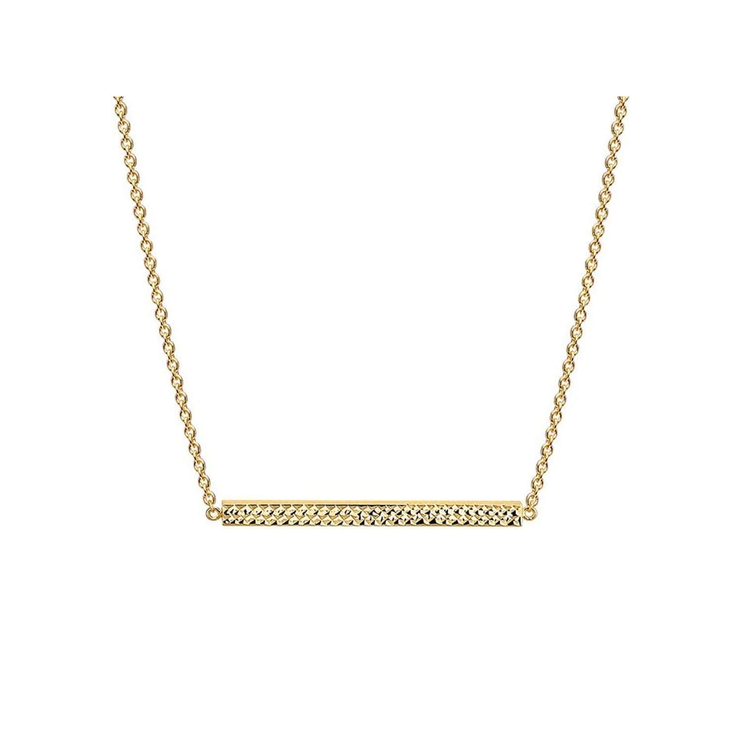 Gold Diamond Cut Bar Necklace