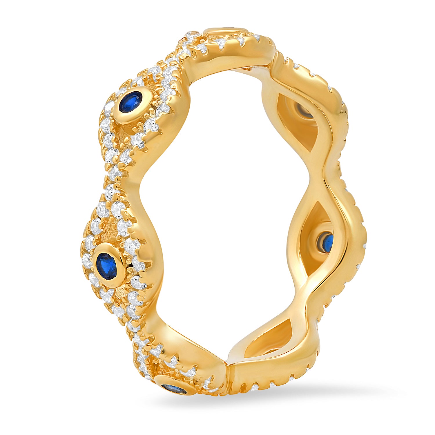 Gold Cz Evil Eye Eternity Band Ring