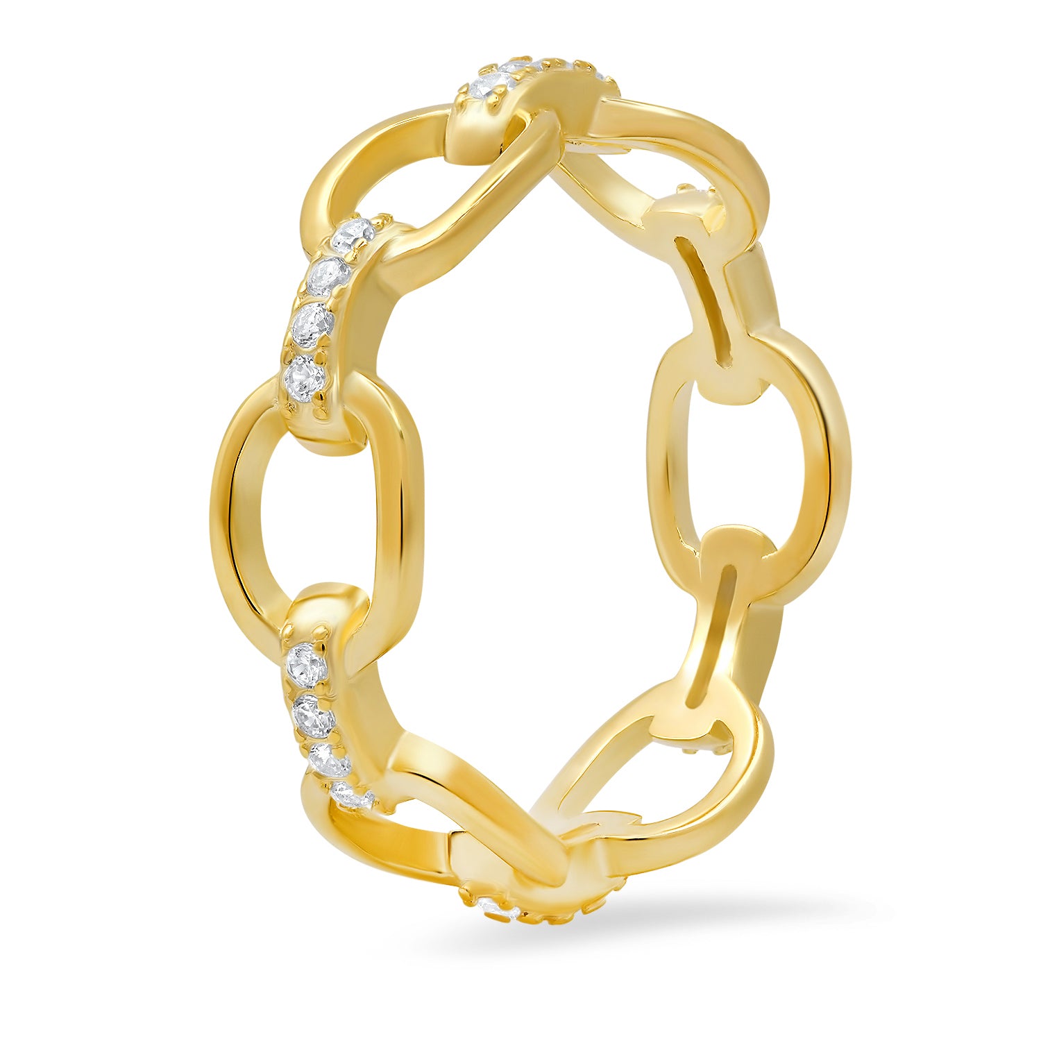 Gold Cz Paper Clip Band Ring