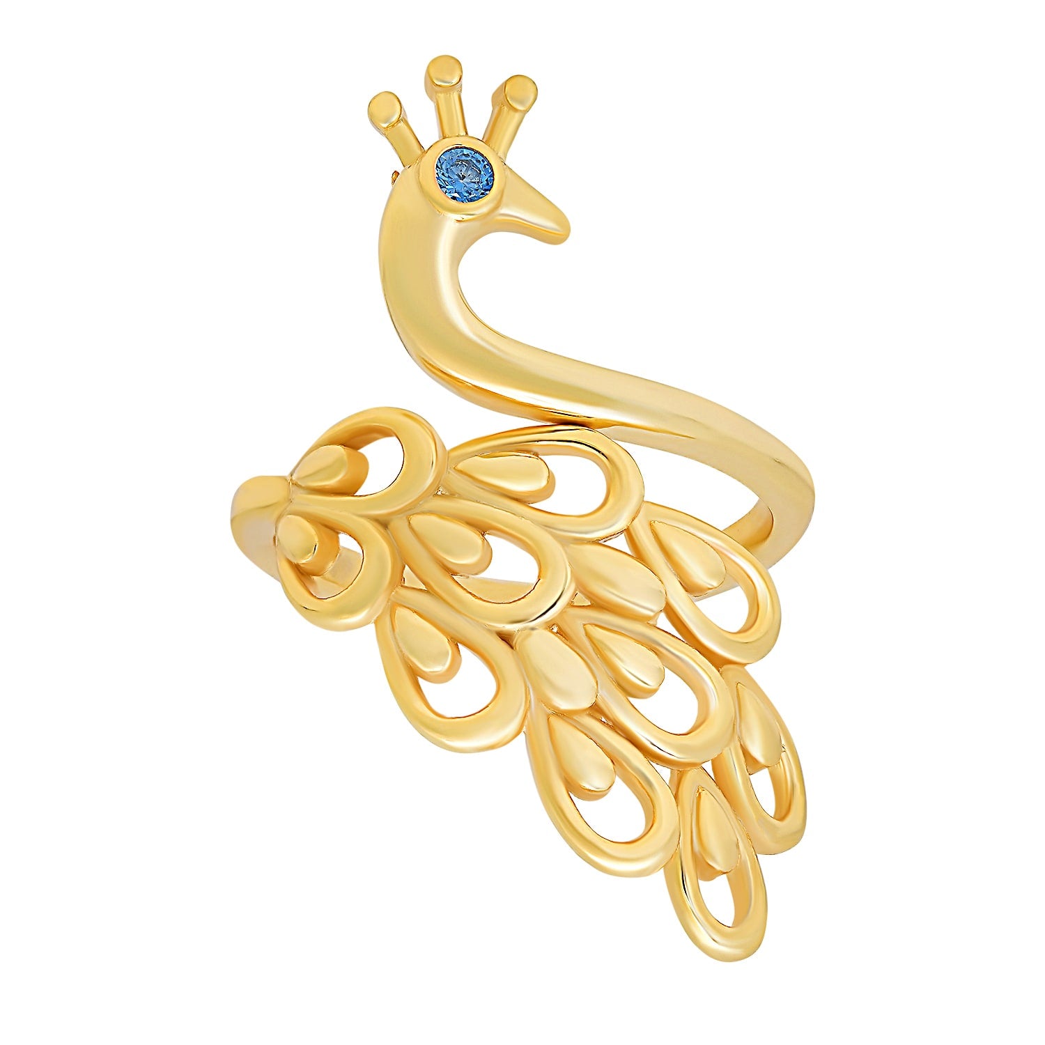 Gold Diamond Cz Peacock Ring