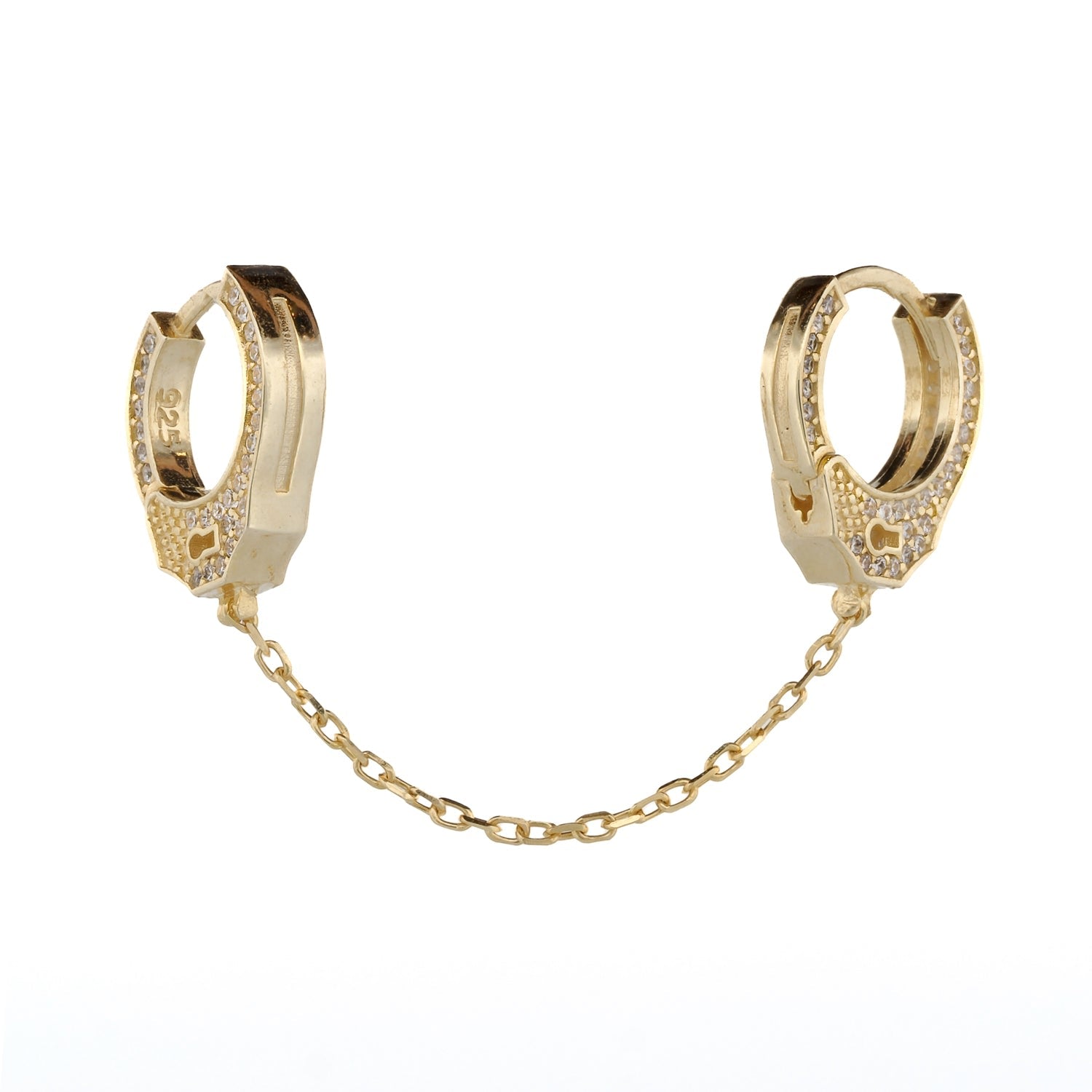 Gold & Diamond Handcuff Design Earring - Gold