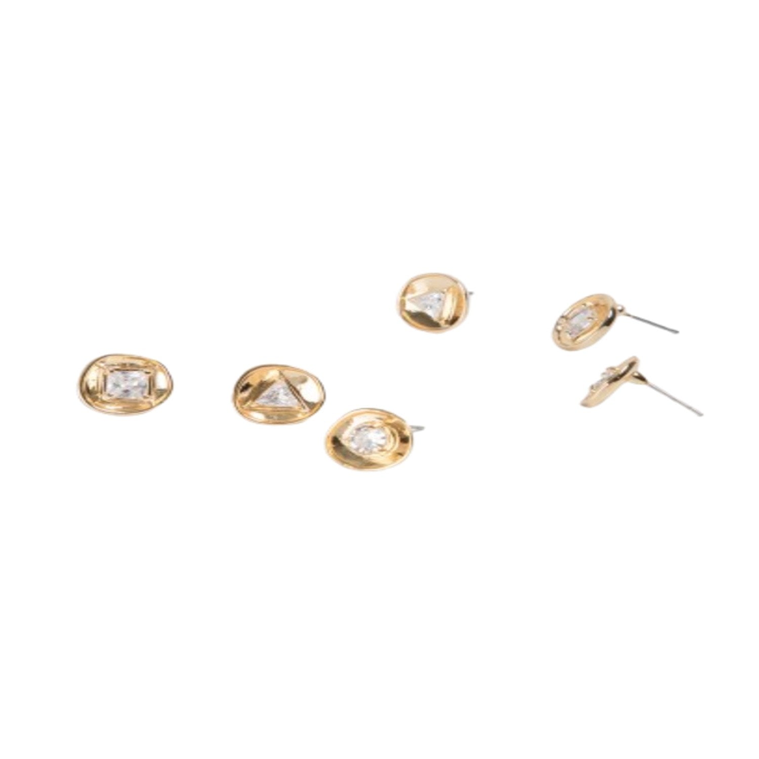 Gold Disc Small Stud Earring Set