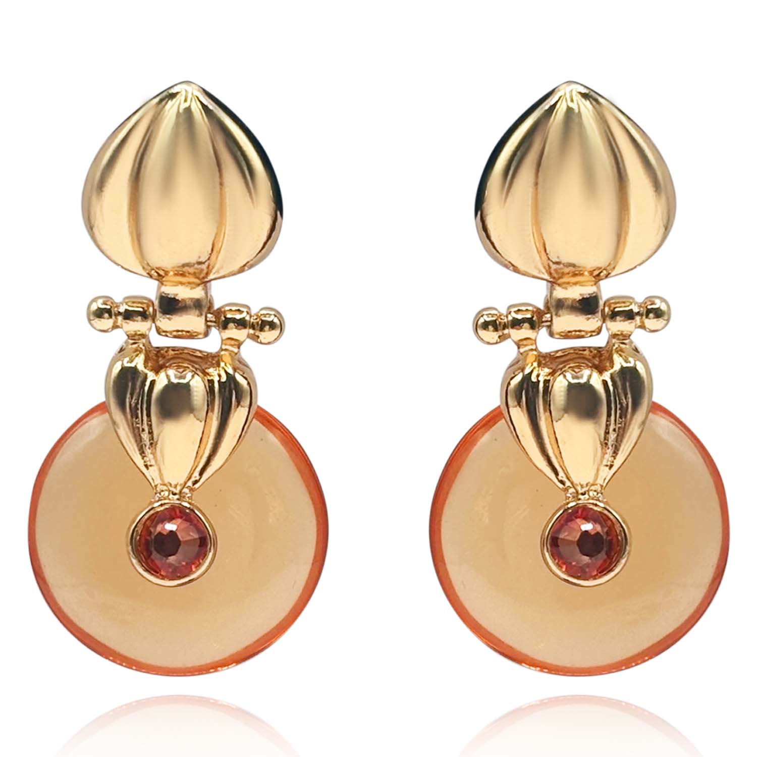 Gold Drop Earring With Topaz Resin Drop