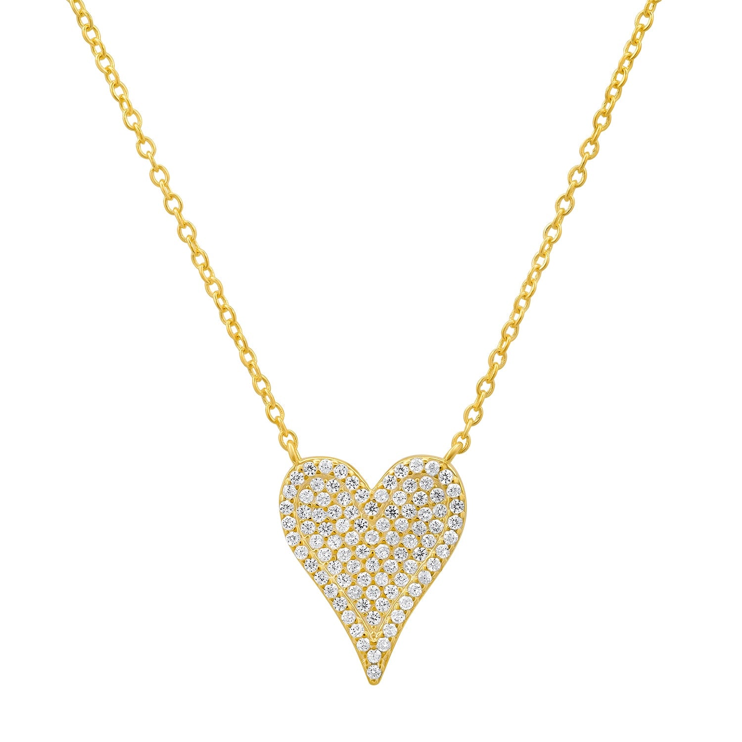 Gold Elongated Diamond Cz Heart Necklace