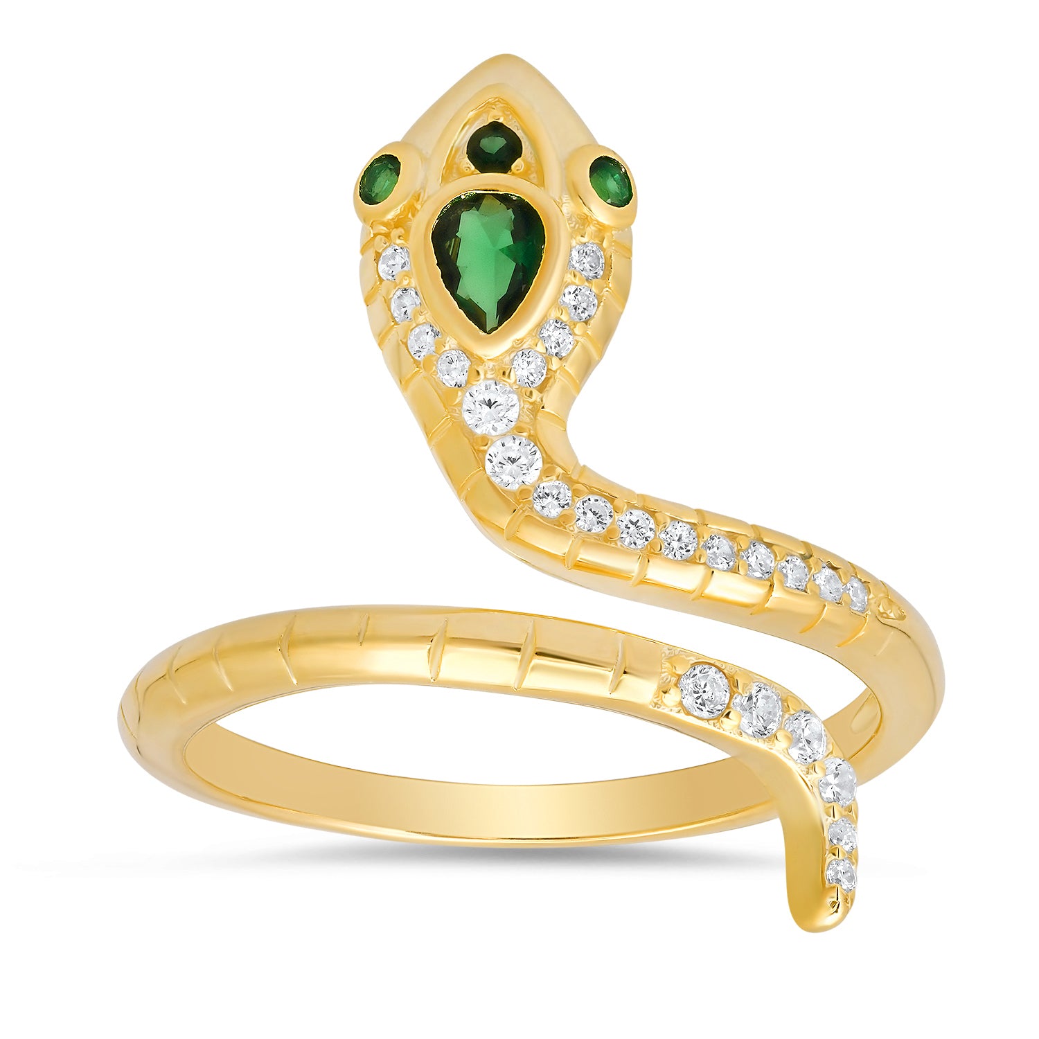 Gold Cz Snake Ring