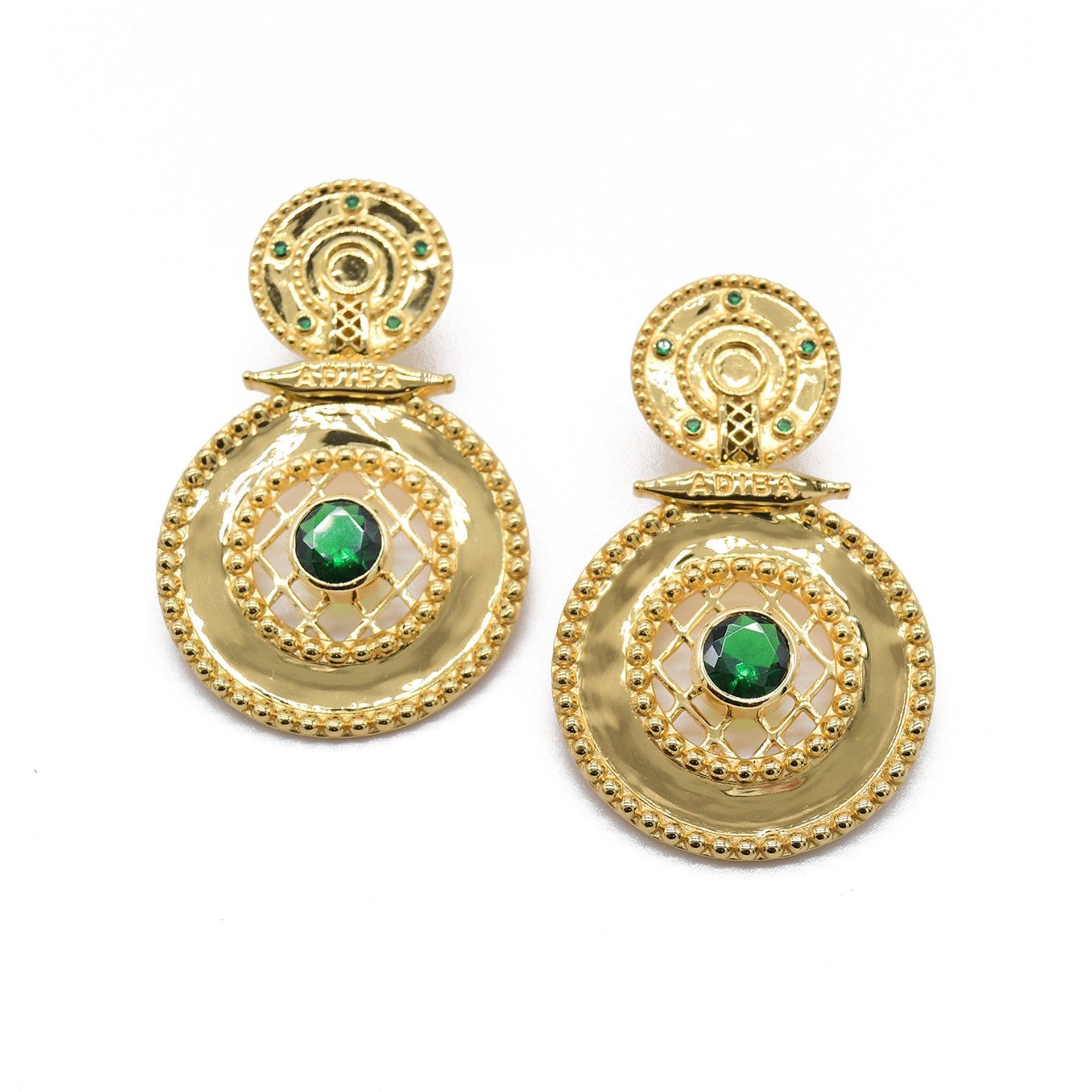 Gold Emerald Green Adiba Vermeil Earrings
