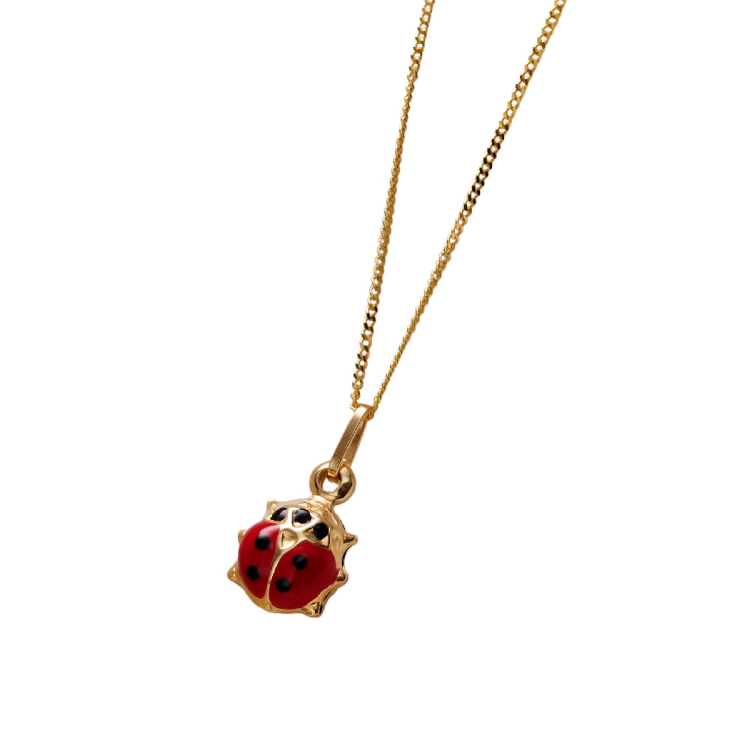 9Ct Gold Enamel Ladybird Charm Necklace