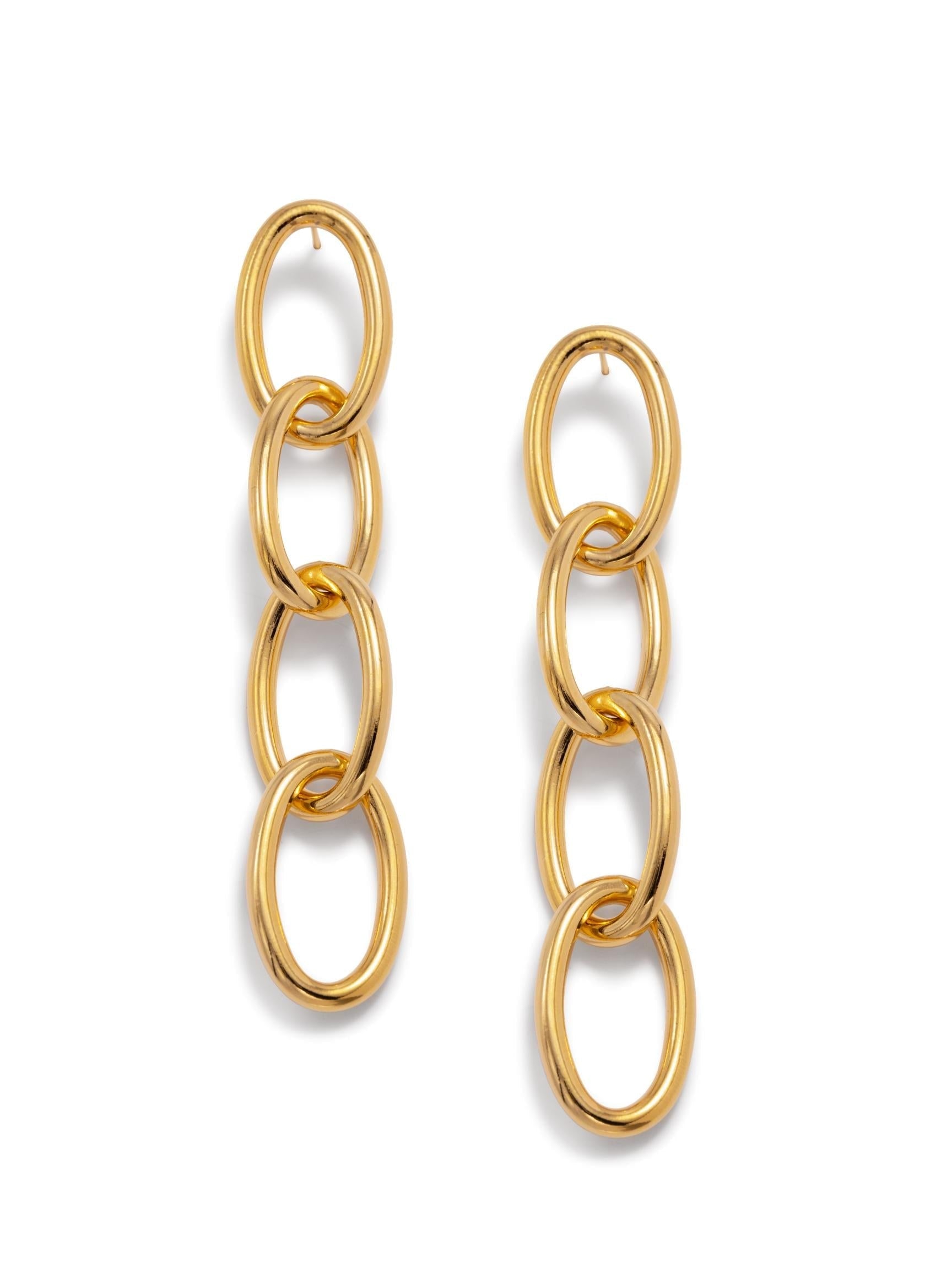 Gold Everly Drop Chain Post Earrings