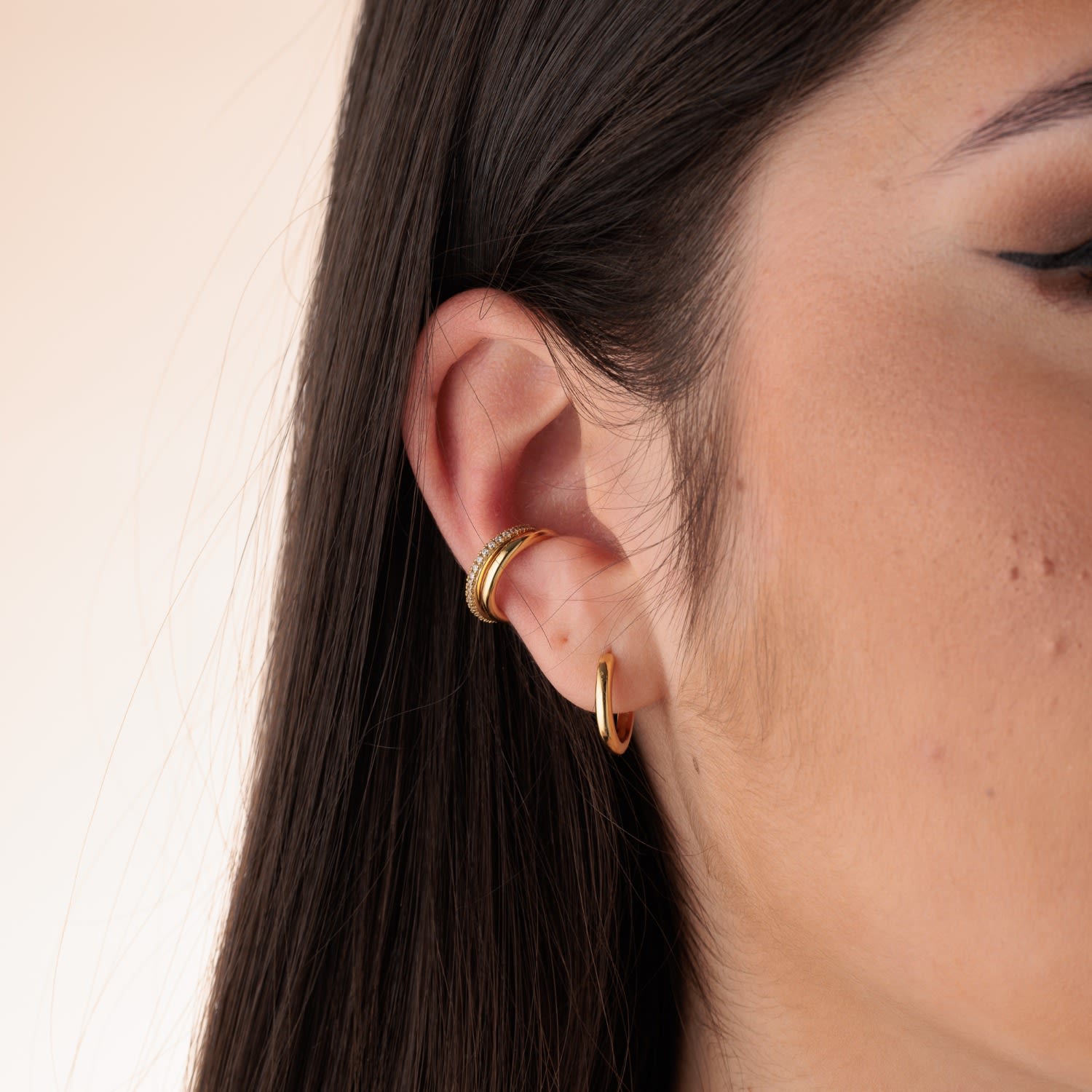 Gold Everyday Earring Stacking Set With Ear Cuffs