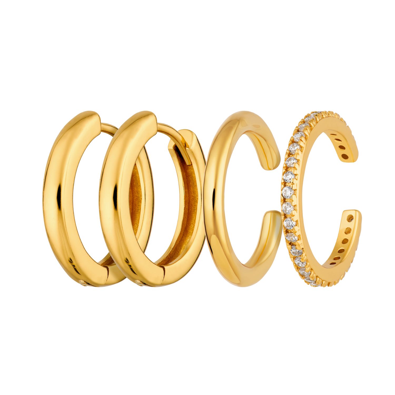 Gold Everyday Earring Stacking Set With Ear Cuffs