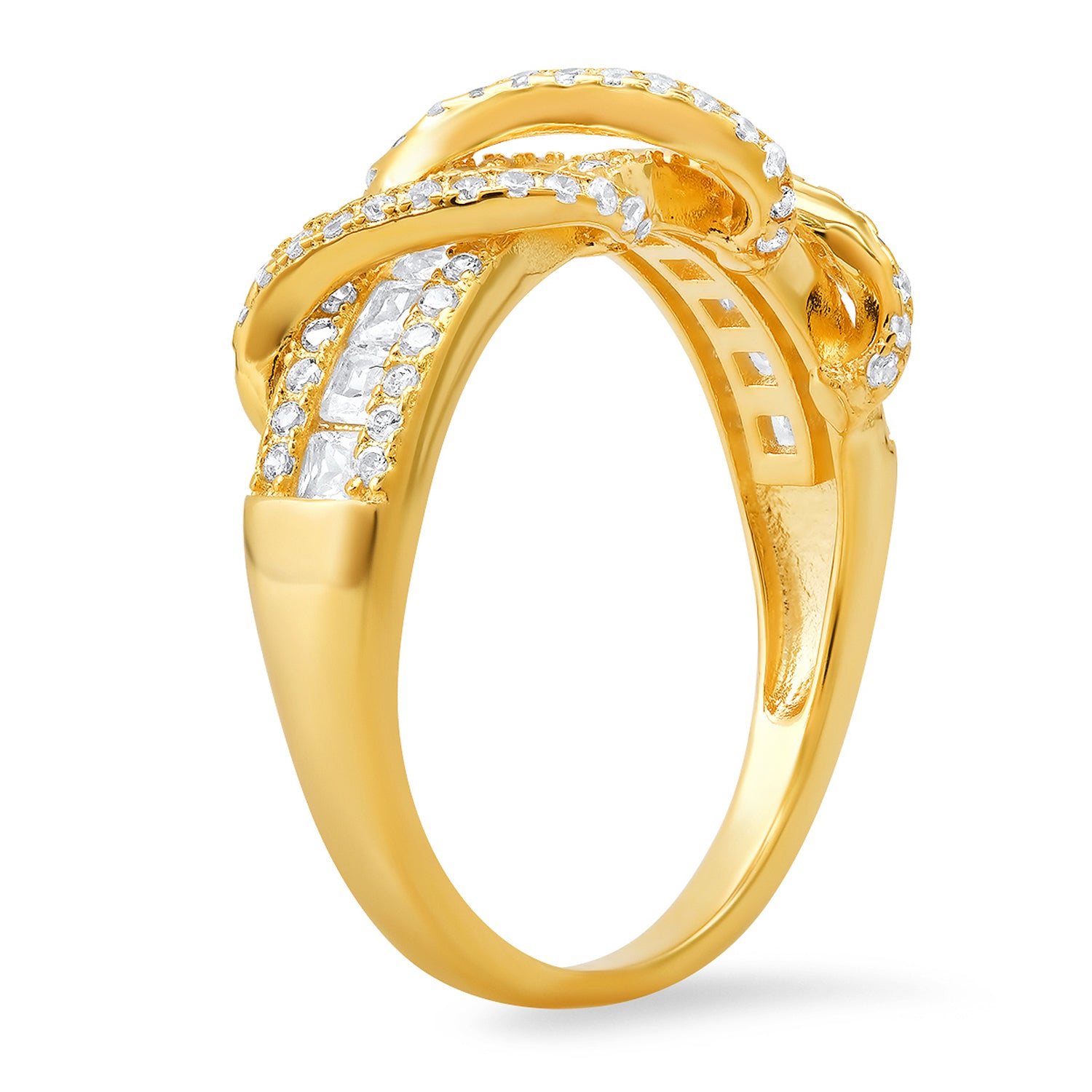 Gold Exotic Twist Cz Band Ring