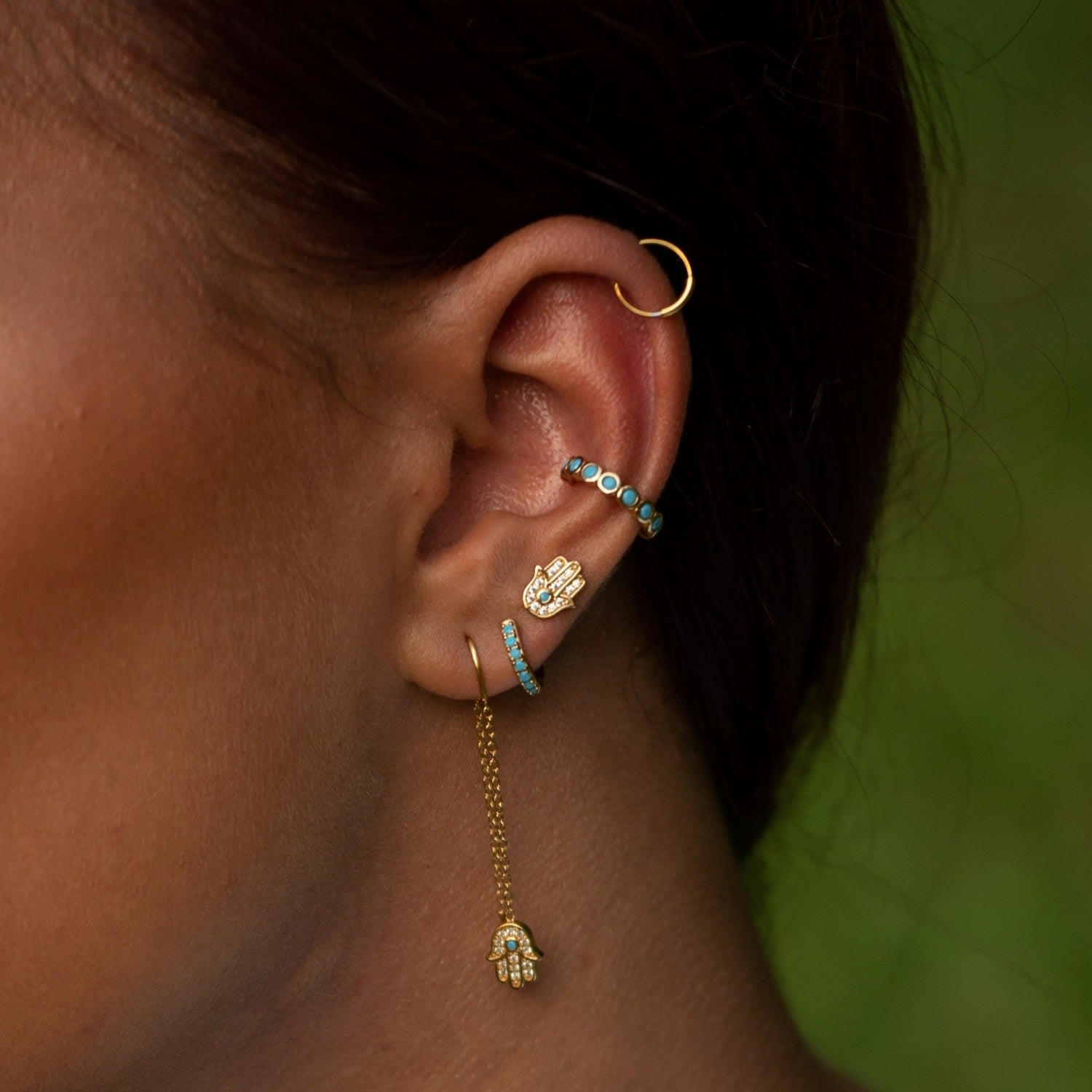 Gold Fatima Hand Threader Earrings