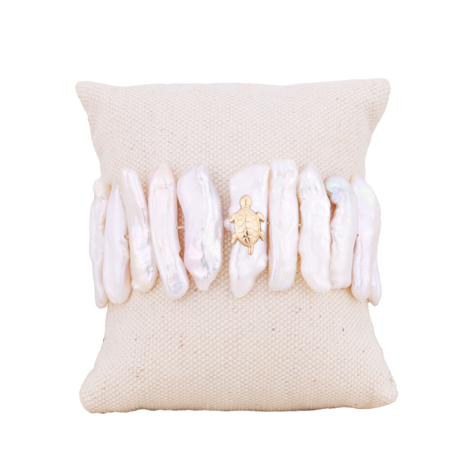 Gold Filled Fine Pearls Bracelet Gold Sea Turtle Charm