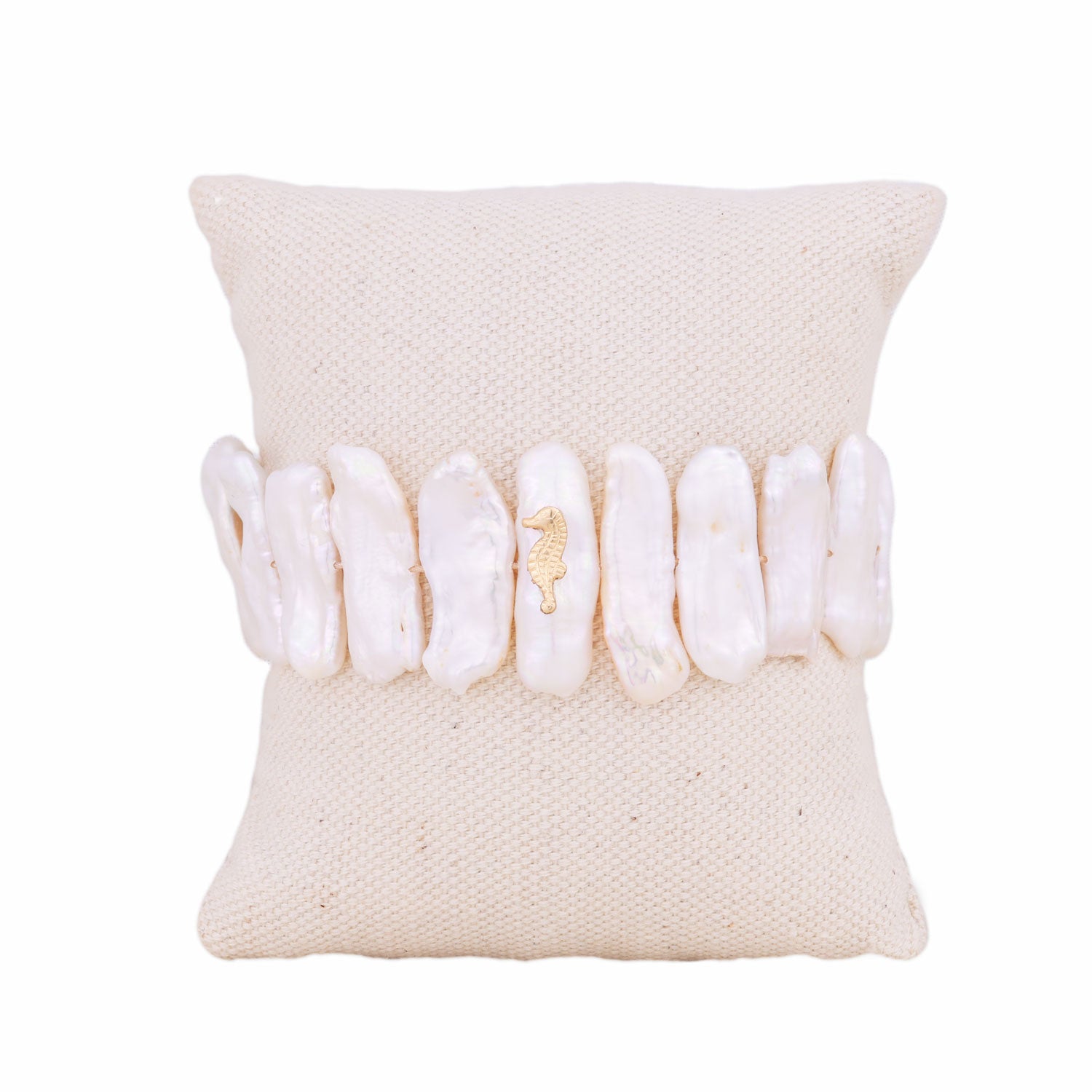 Gold Filled Fine Pearls Bracelet Gold Seahorse Charm