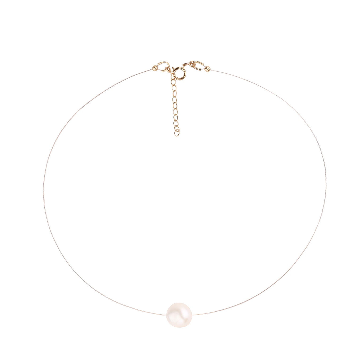 Floating Freshwater Pearl Gold Chocker Necklace Bridal Necklace Jewelry
