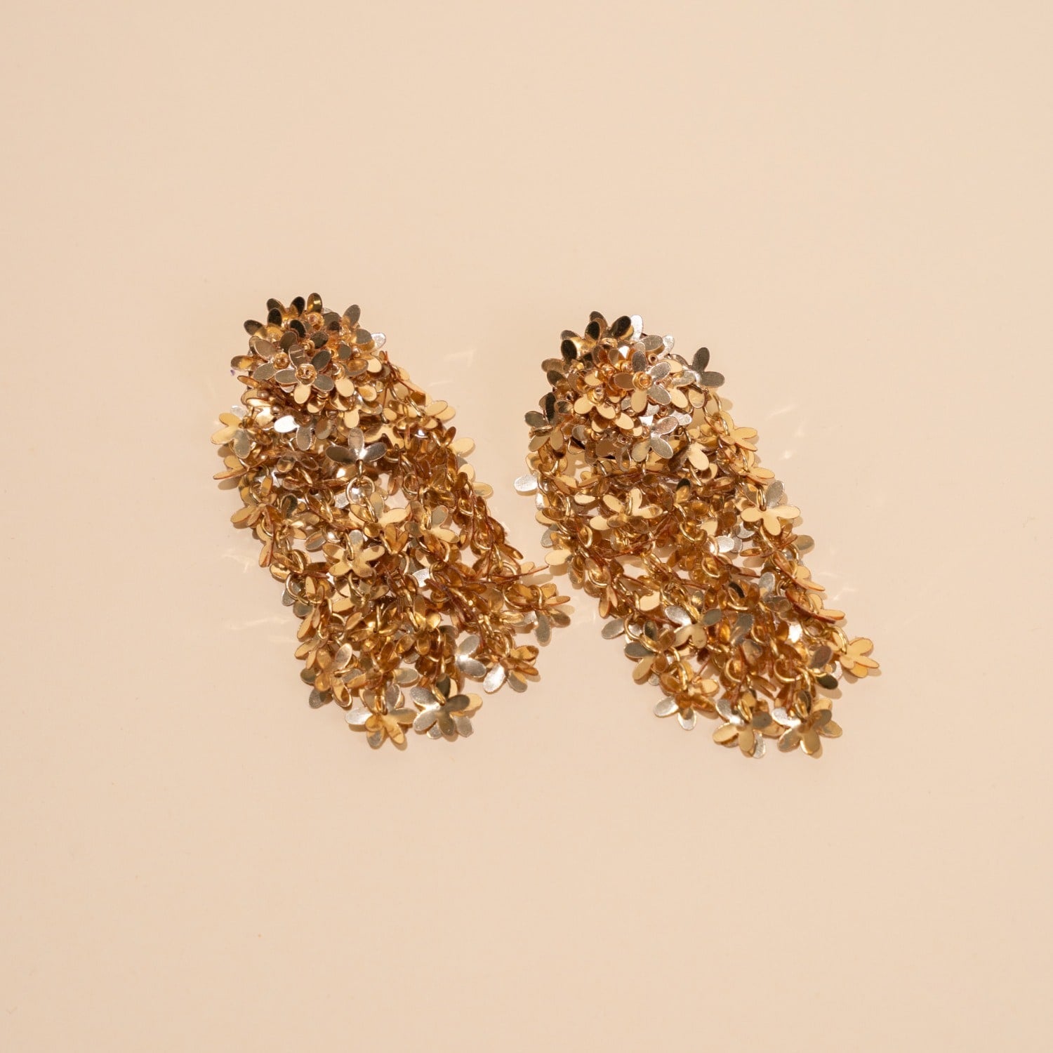 Gold Sequin Flower Rain Earrings