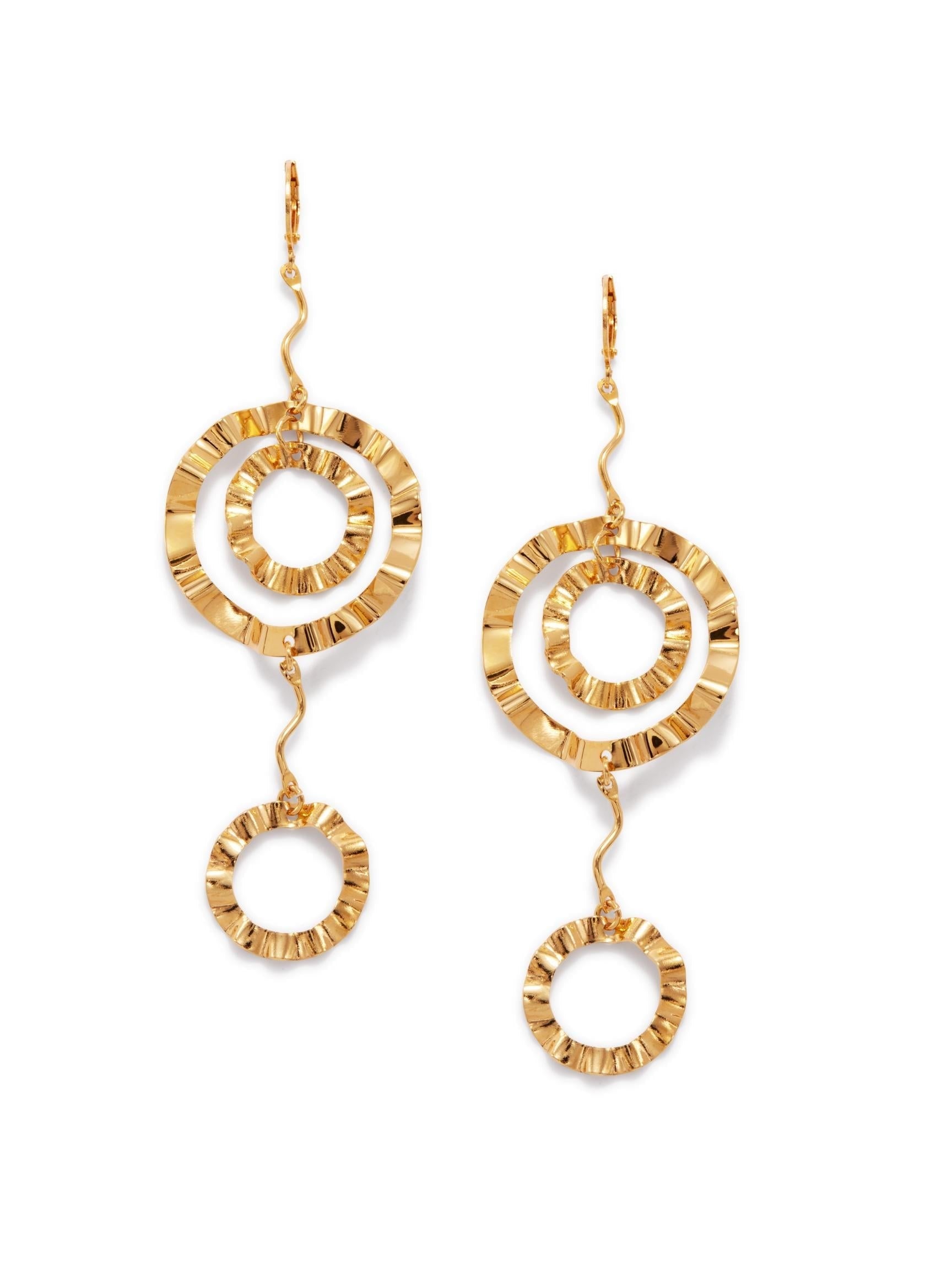 Gold French Ruffle Leverback Earrings