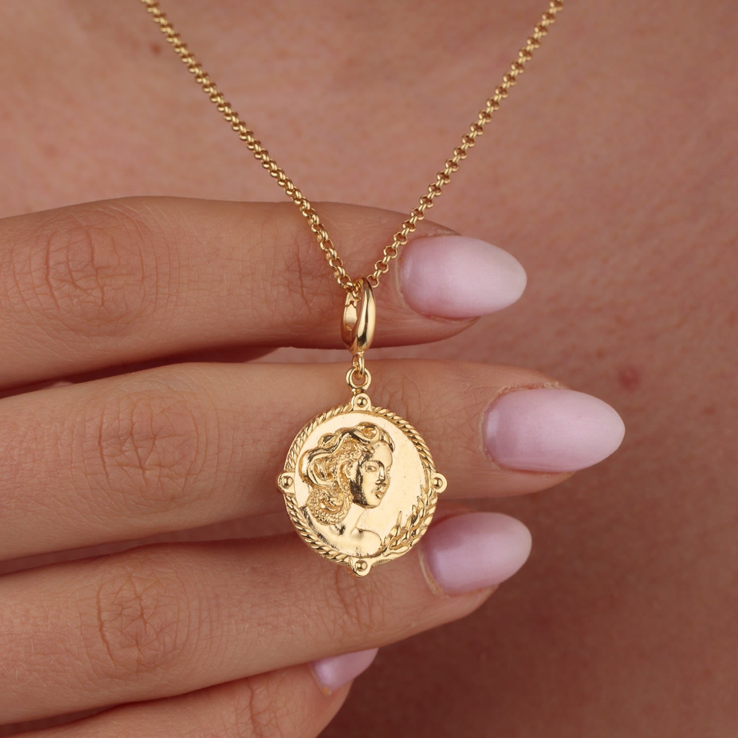 Gold Plated Goddess Of Fertility And Nature Demeter Charm Necklace