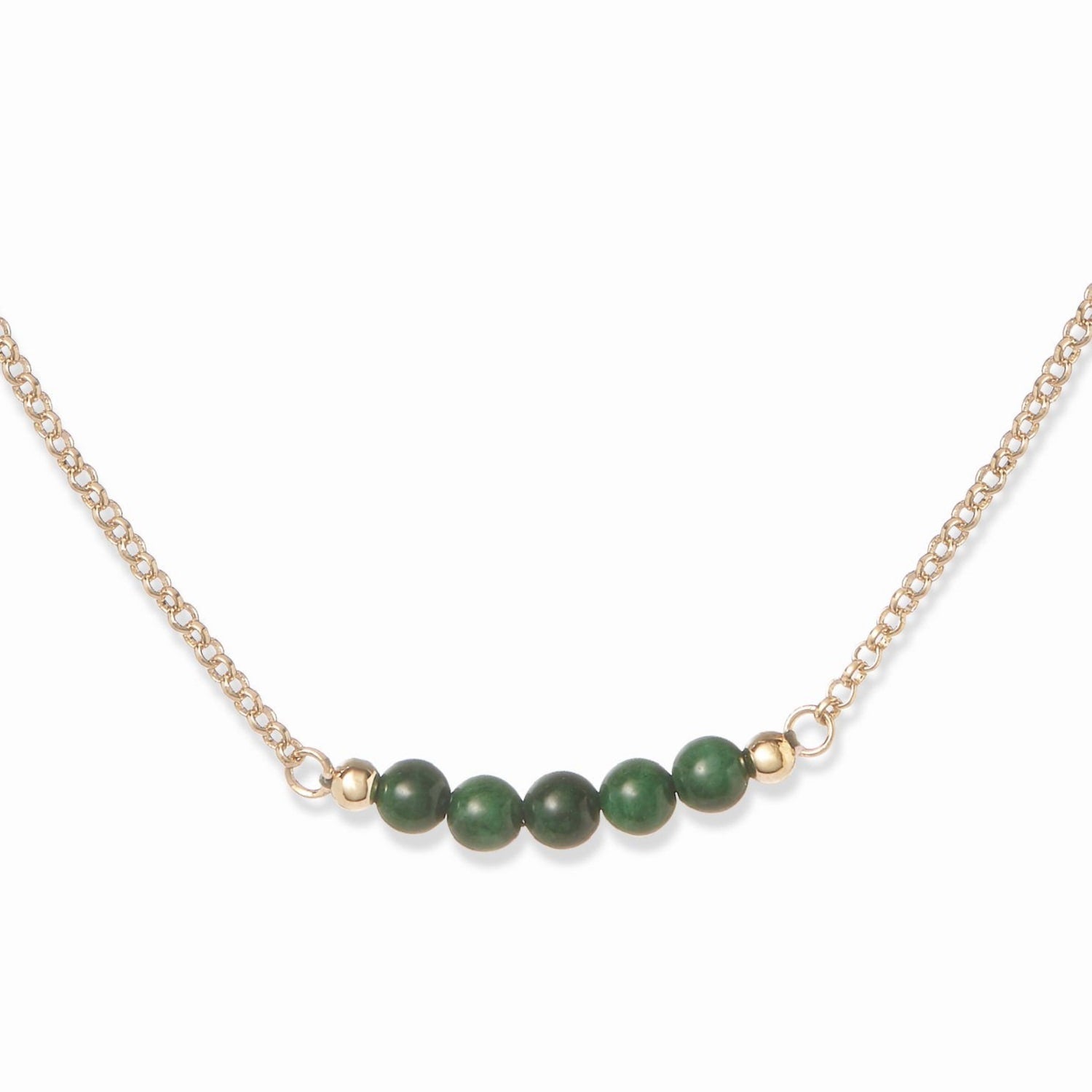 Gold & Green Jadeite Chalcedony Gemstone Necklace, Series Gem Mix