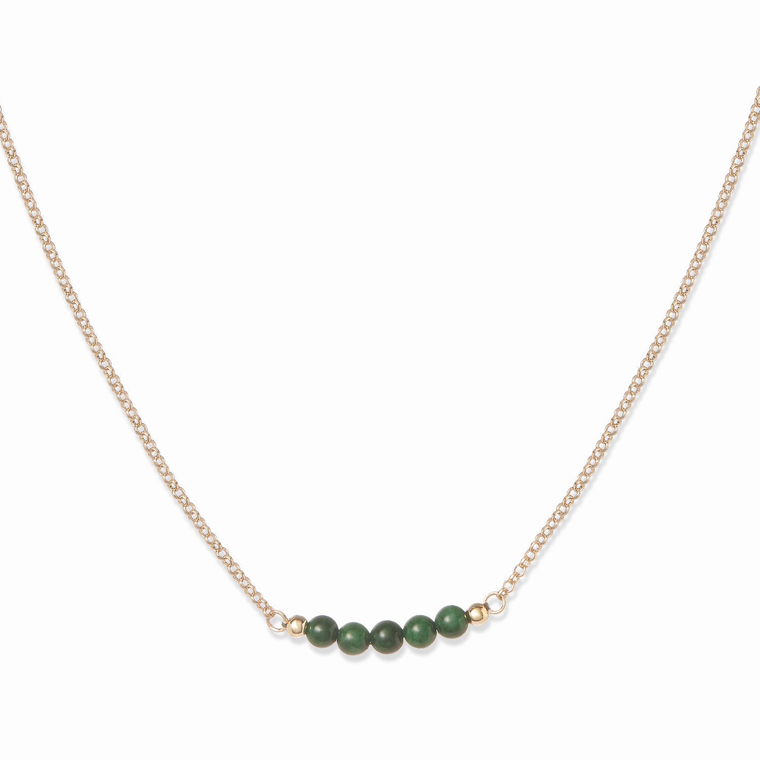 Gold & Green Jadeite Chalcedony Gemstone Necklace, Series Gem Mix