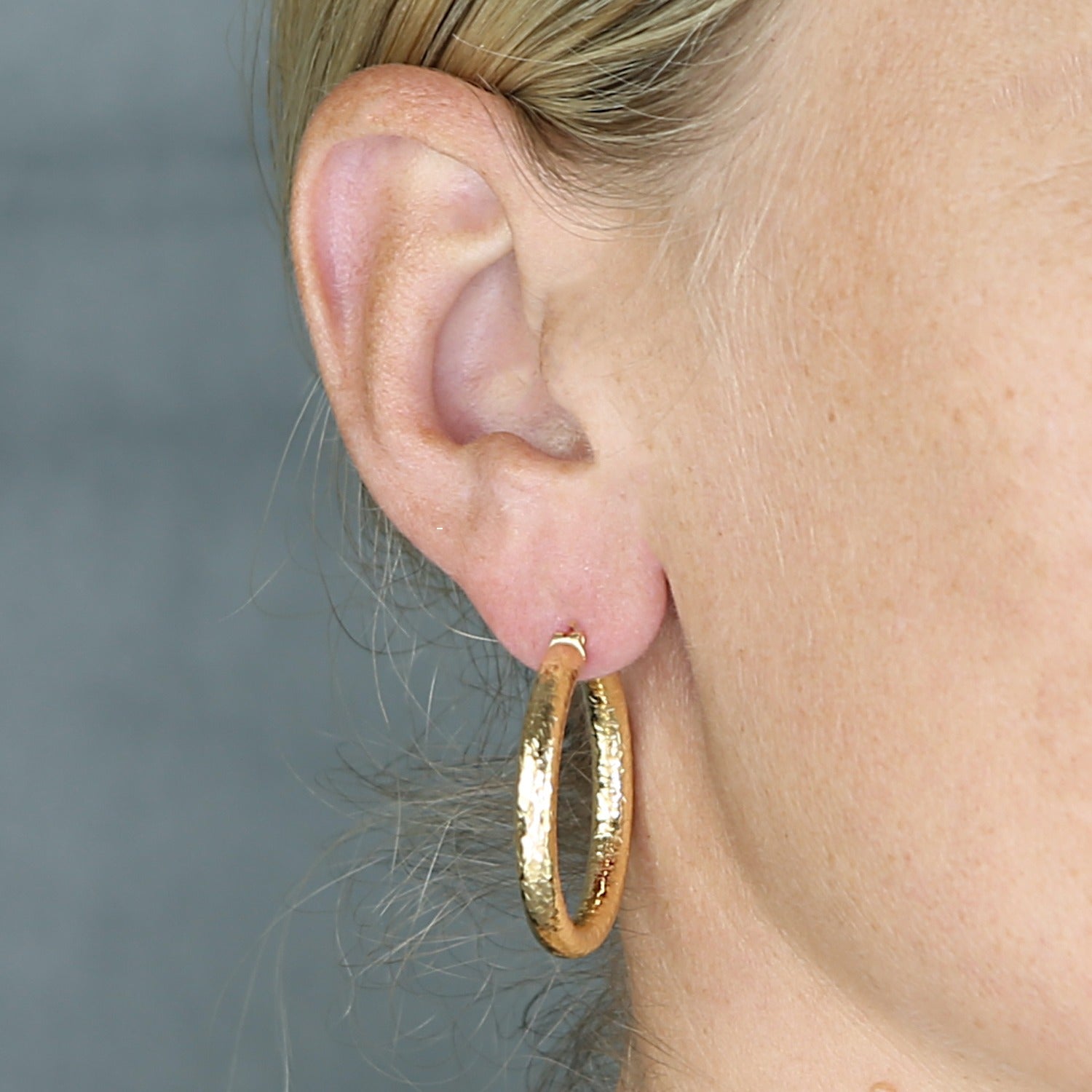 Gold Hammered Hoop Earrings