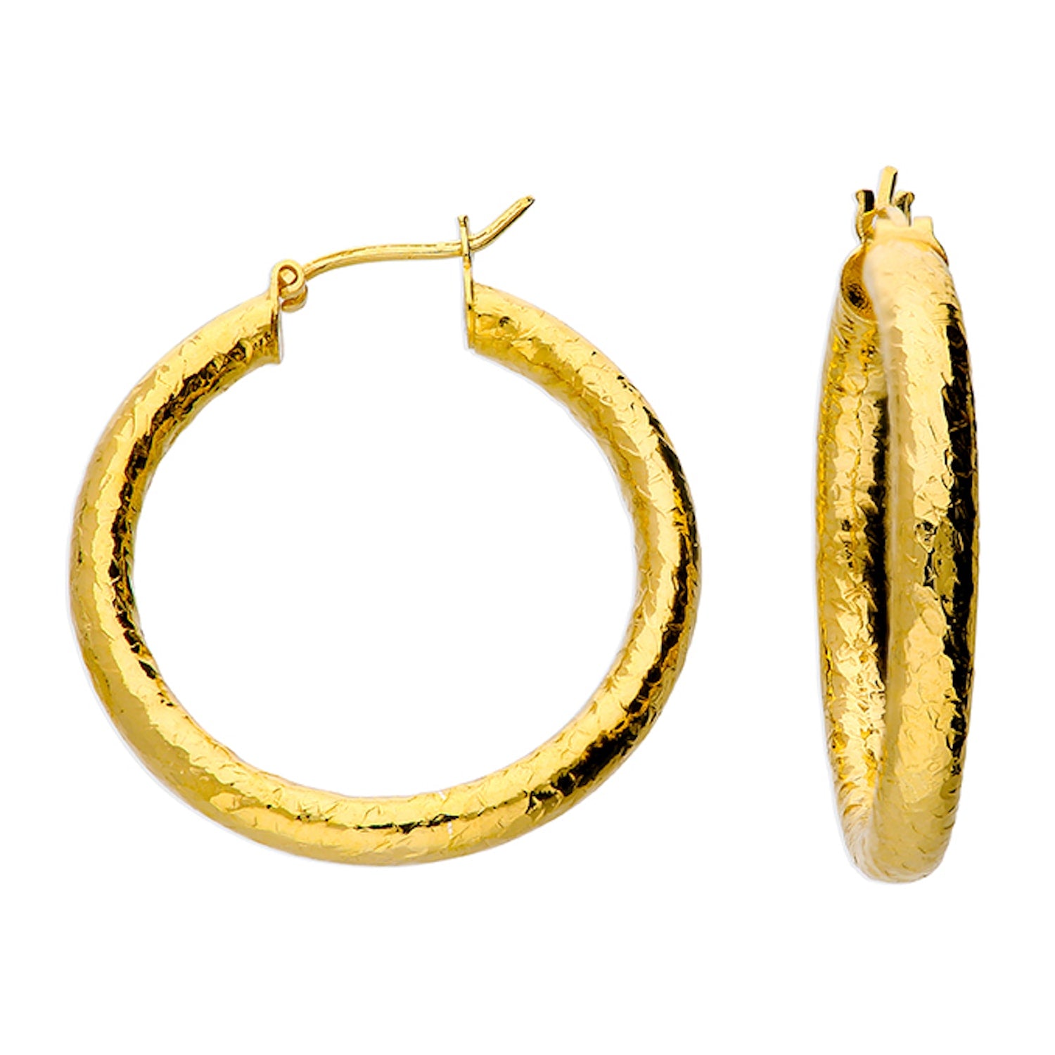 Gold Hammered Hoop Earrings