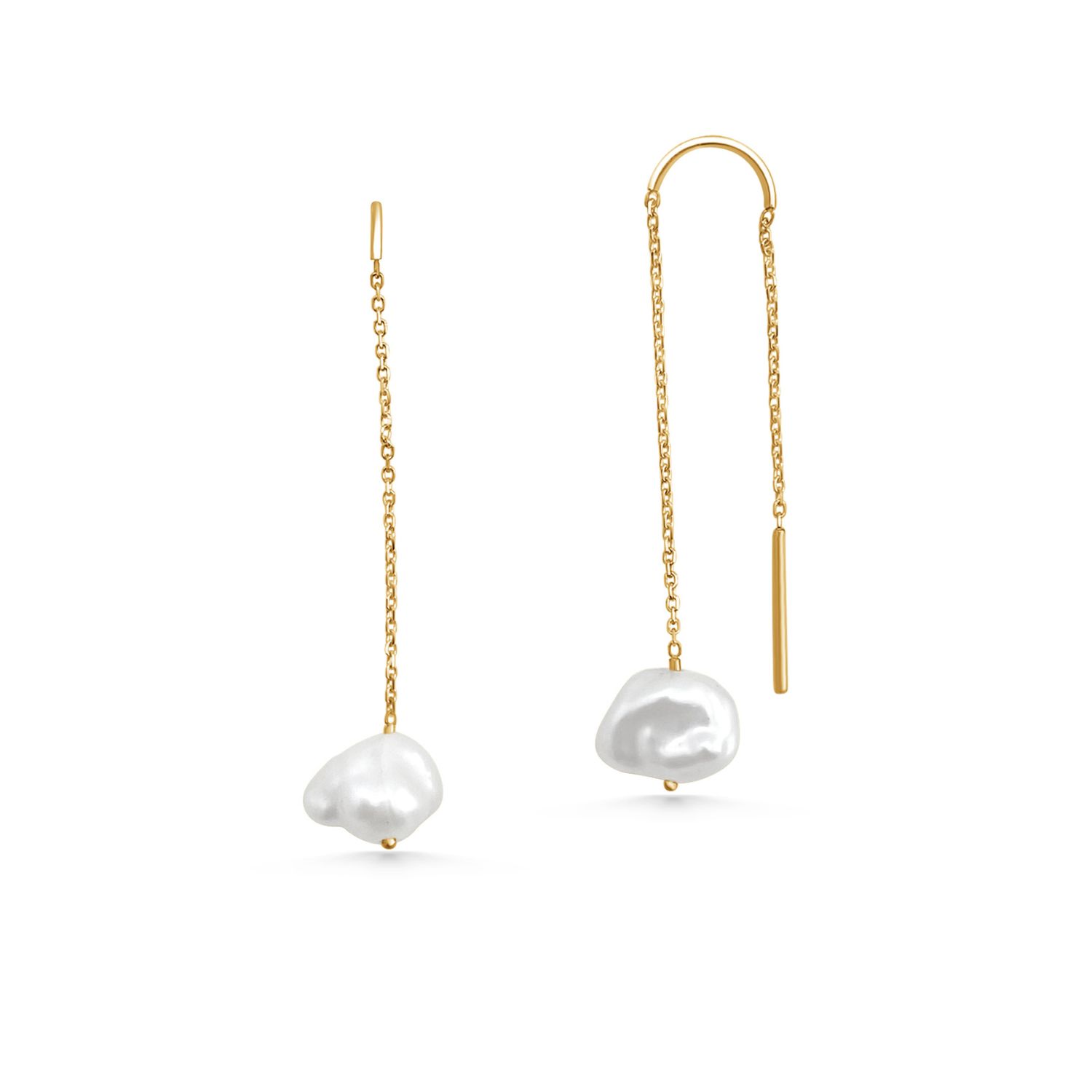 Gold Hanging Pearl Earrings