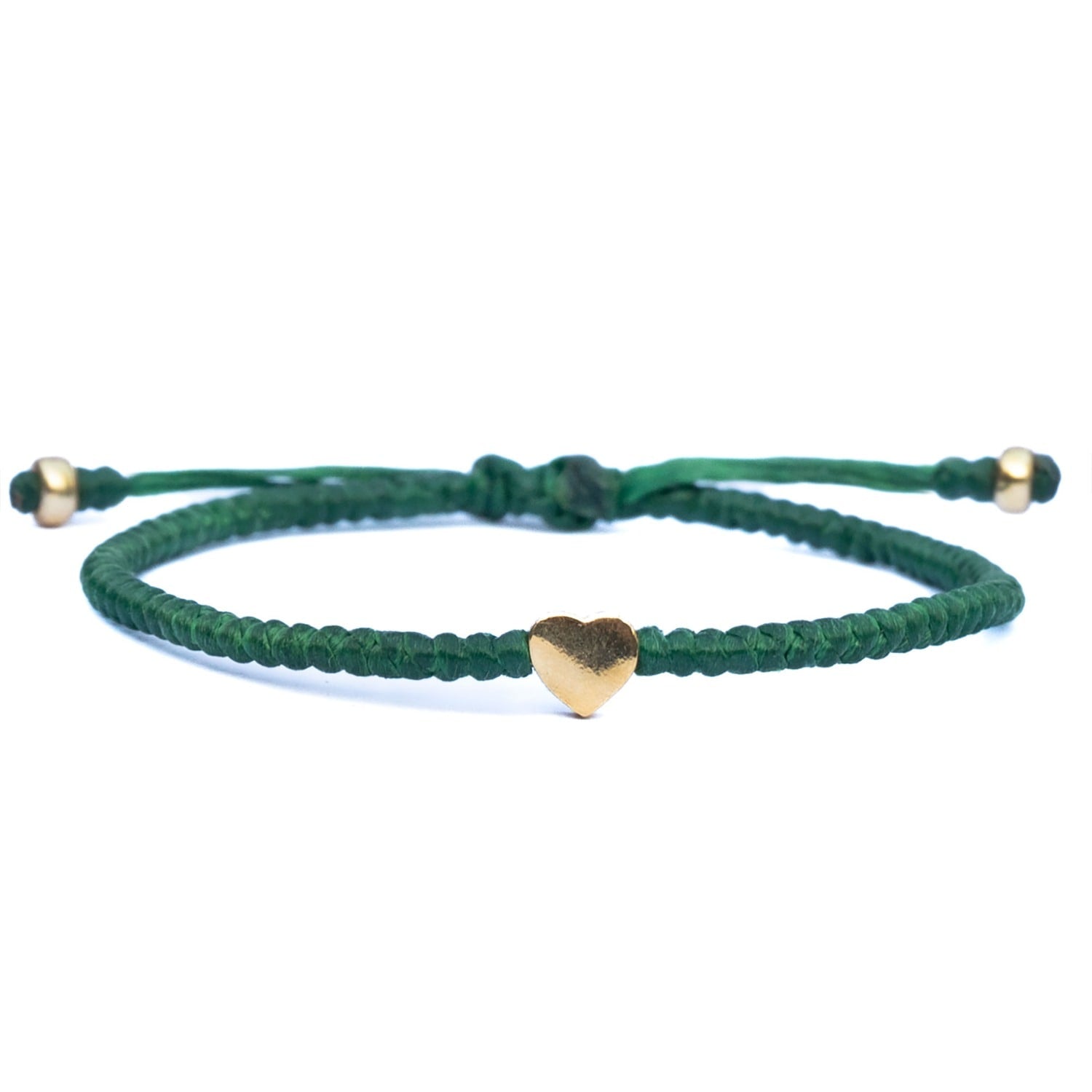 Gold Heart Bracelet For Women – Green Waterproof String - Valentino