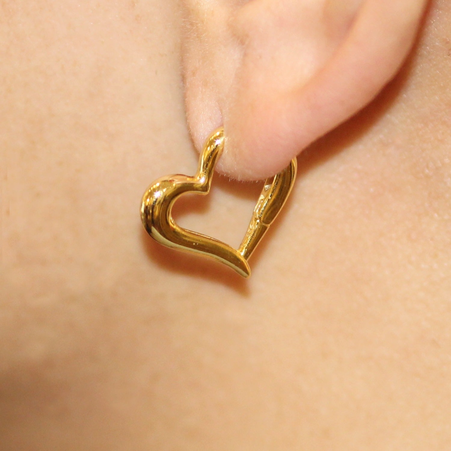 Golden Heart Hoop Earrings