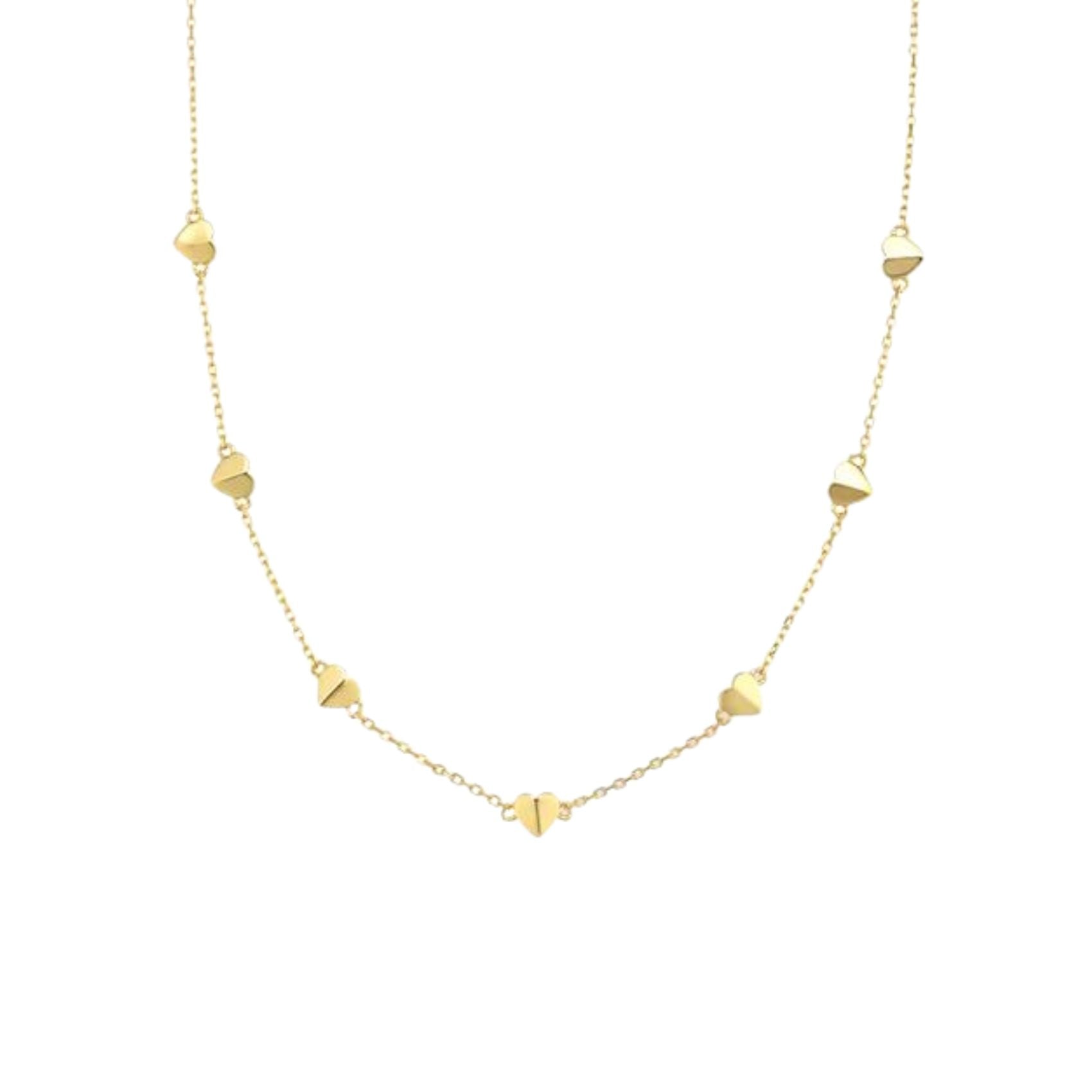 Gold Heart Station Necklace