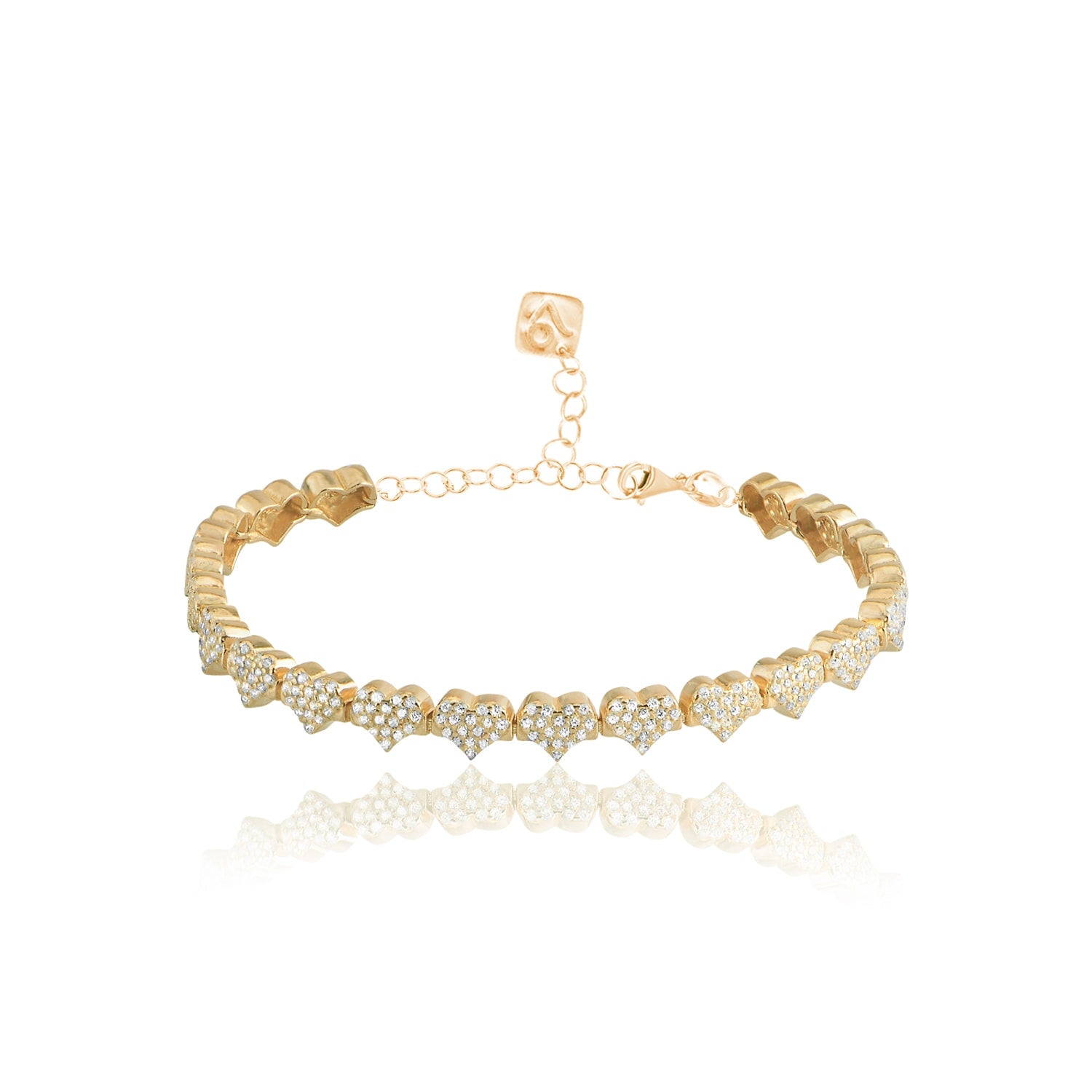 Gold Heart Pavé Stone Bracelet