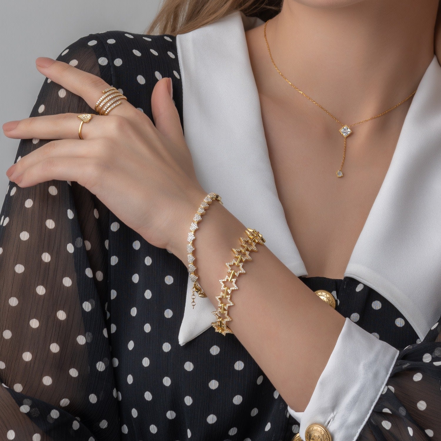 Gold Heart Pavé Stone Bracelet