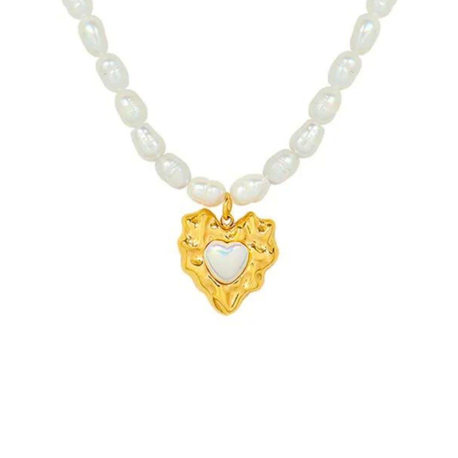Baroque Gold Heart Pearl Necklace
