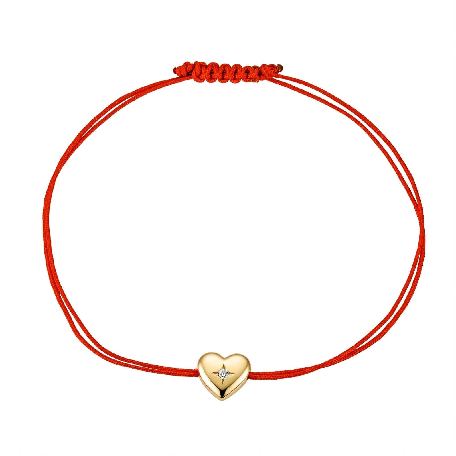 Gold Heart Red String Bracelet