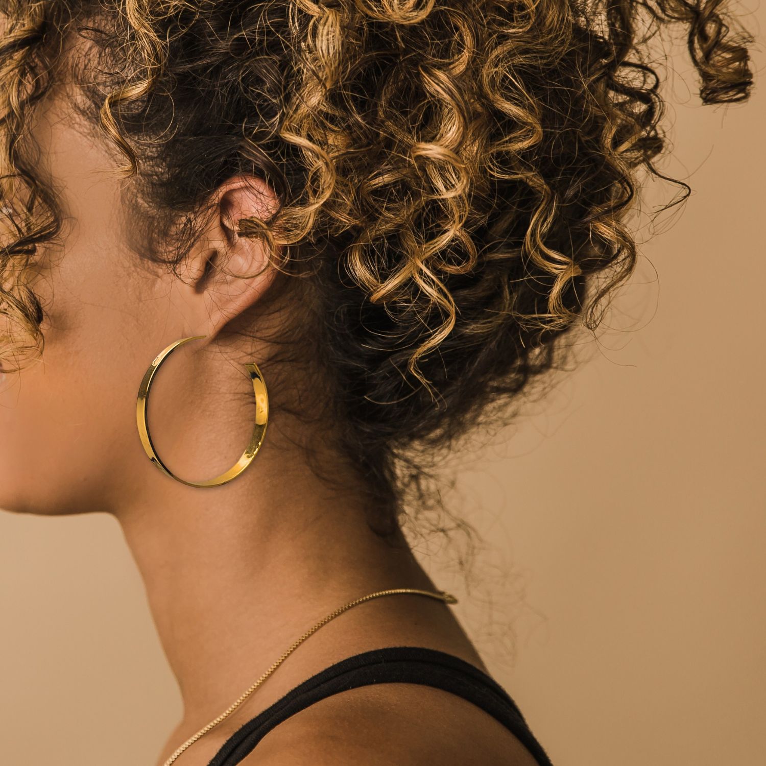 Gold Heather Hoop Post Earrings